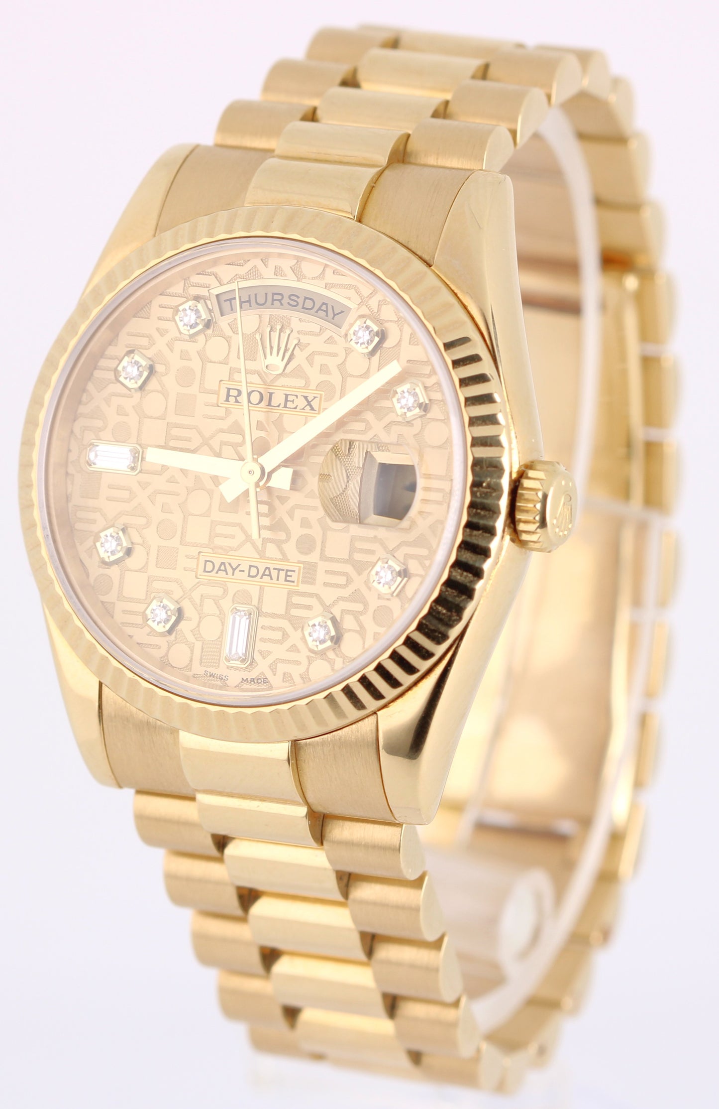 Rolex Day-Date President 18k Gold Champagne DIAMOND JUBILEE 36mm 118238 Watch