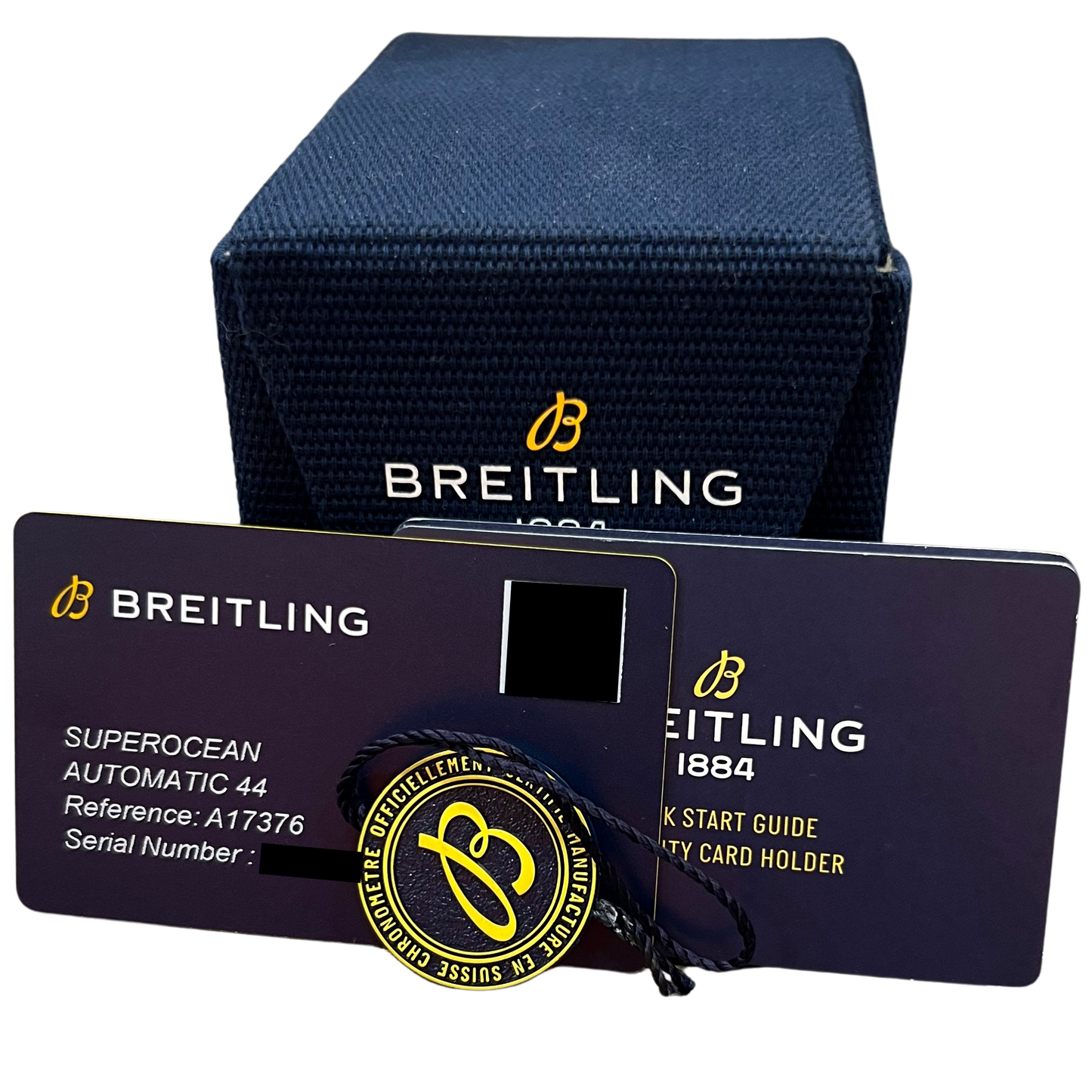 NEW PAPERS Breitling SuperOcean BLACK Stainless Steel 44mm A17376 Watch BOX