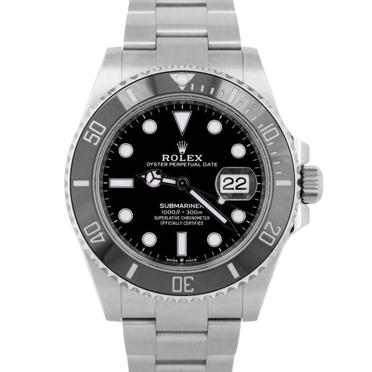 NEW APRIL 2024 PAPERS Rolex Submariner 41mm Date Black Steel Watch 126610 LN BOX