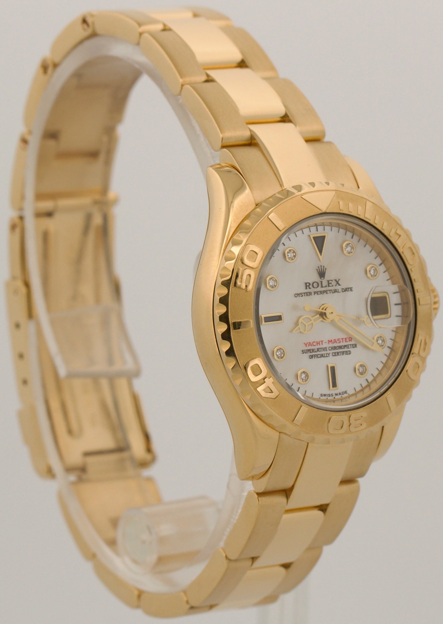 Ladies Rolex Yacht-Master FACTORY SERTI MOP DIAMOND 18K Yellow Gold 29mm 169628