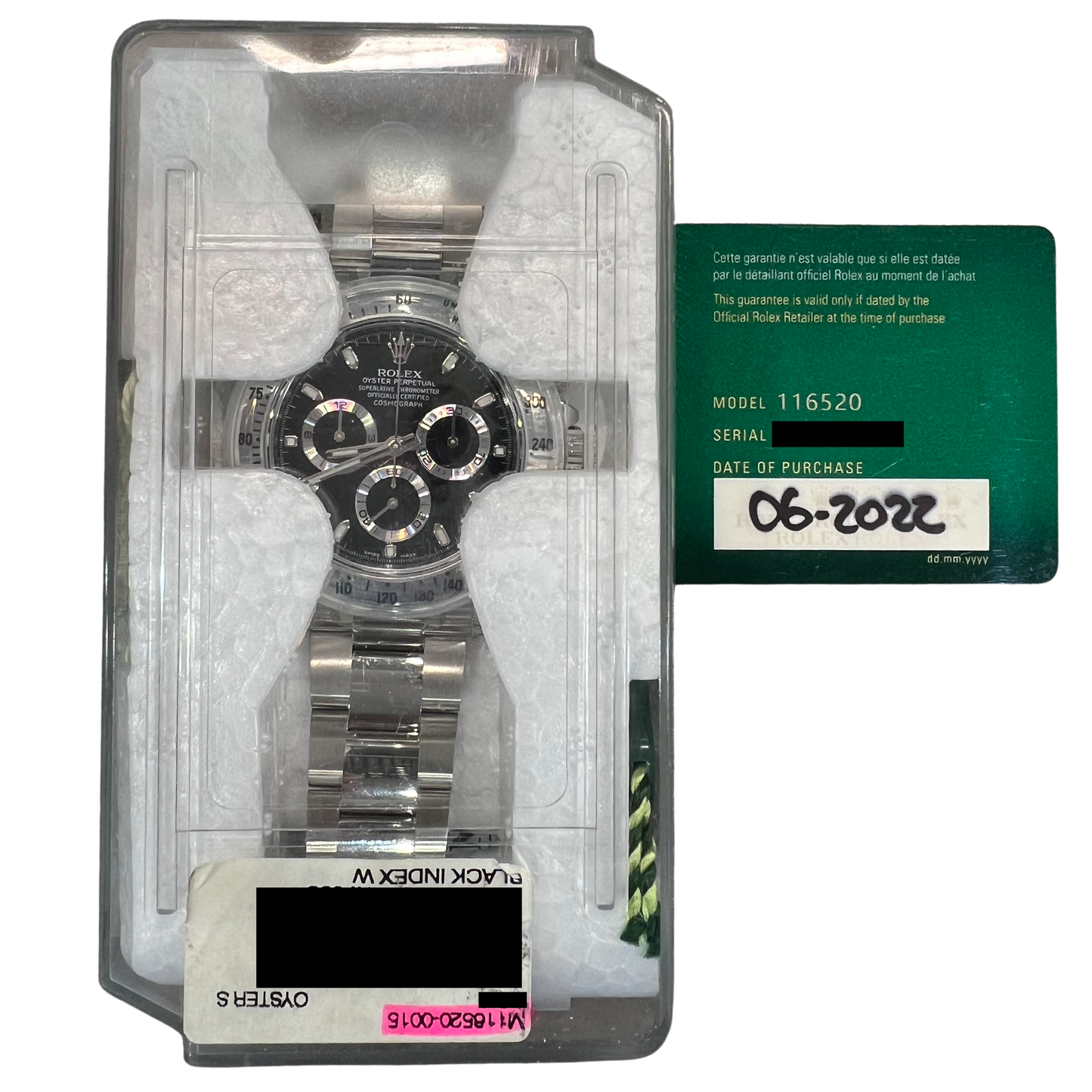 NEW 2022 STICKERED NOS PAPERS Rolex Daytona Cosmograph BLACK Steel 40mm 116520