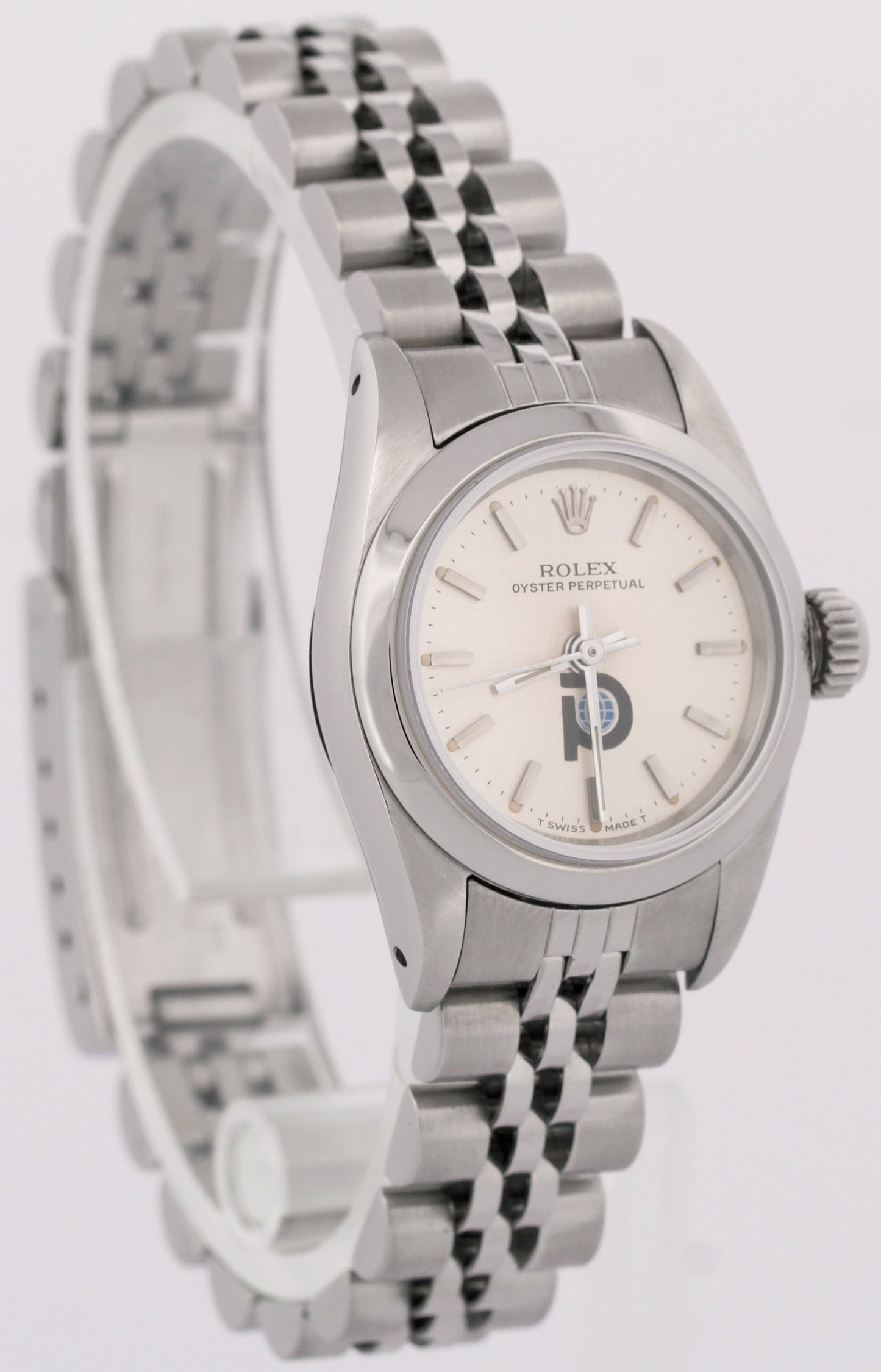 Rolex Oyster Perpetual Silver POOL INTAIRDRIL Steel Jubilee 24mm Watch 67180 BOX