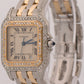 Cartier Panthere TWO ROW 18K Gold Steel DIAMOND 27mm IVORY W25028B6 187949 Watch