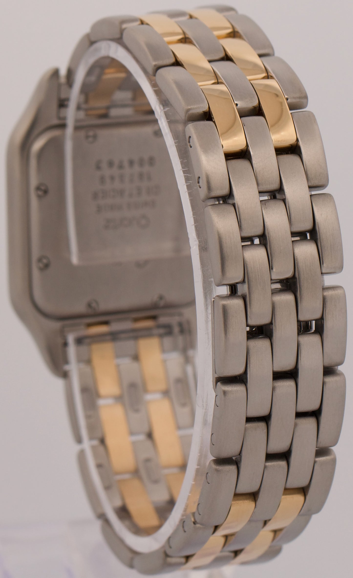 Cartier Panthere TWO ROW 18K Gold Steel DIAMOND 27mm IVORY W25028B6 187949 Watch