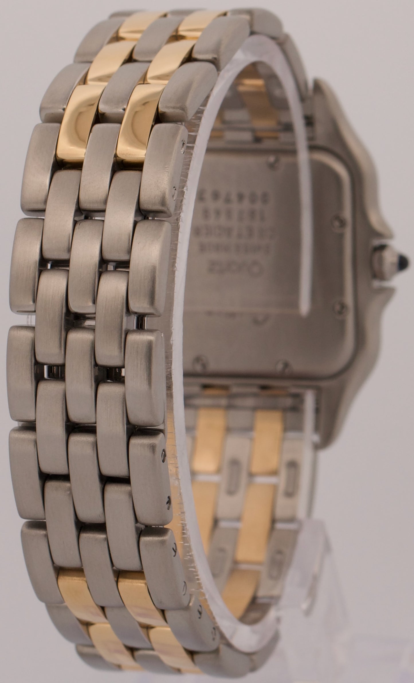Cartier Panthere TWO ROW 18K Gold Steel DIAMOND 27mm IVORY W25028B6 187949 Watch