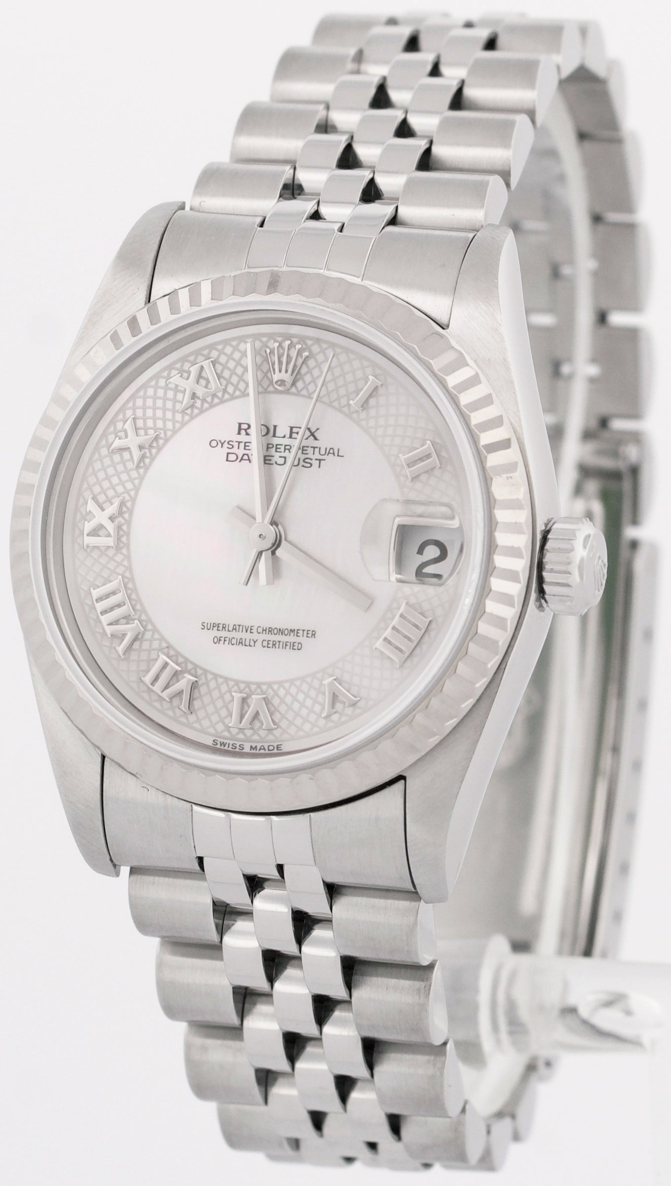 Ladies Rolex DateJust 31mm DECO ROMAN MOP Stainless 18K JUBILEE 78274 Watch