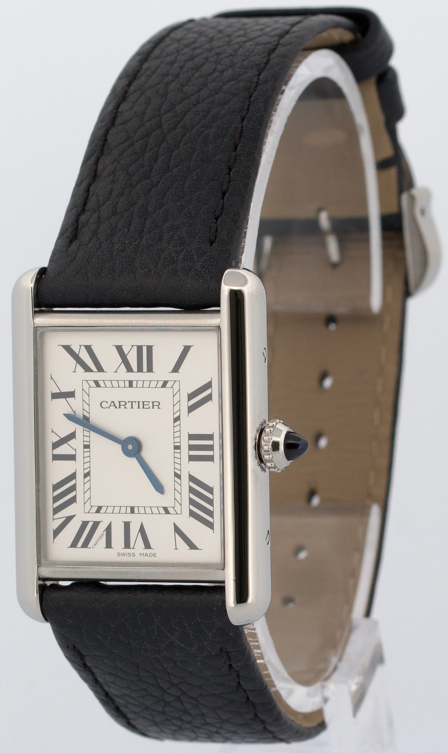 Cartier Tank Must Large SILVER Leather Quartz 25.5mm Steel WSTA0041 Watch 4323