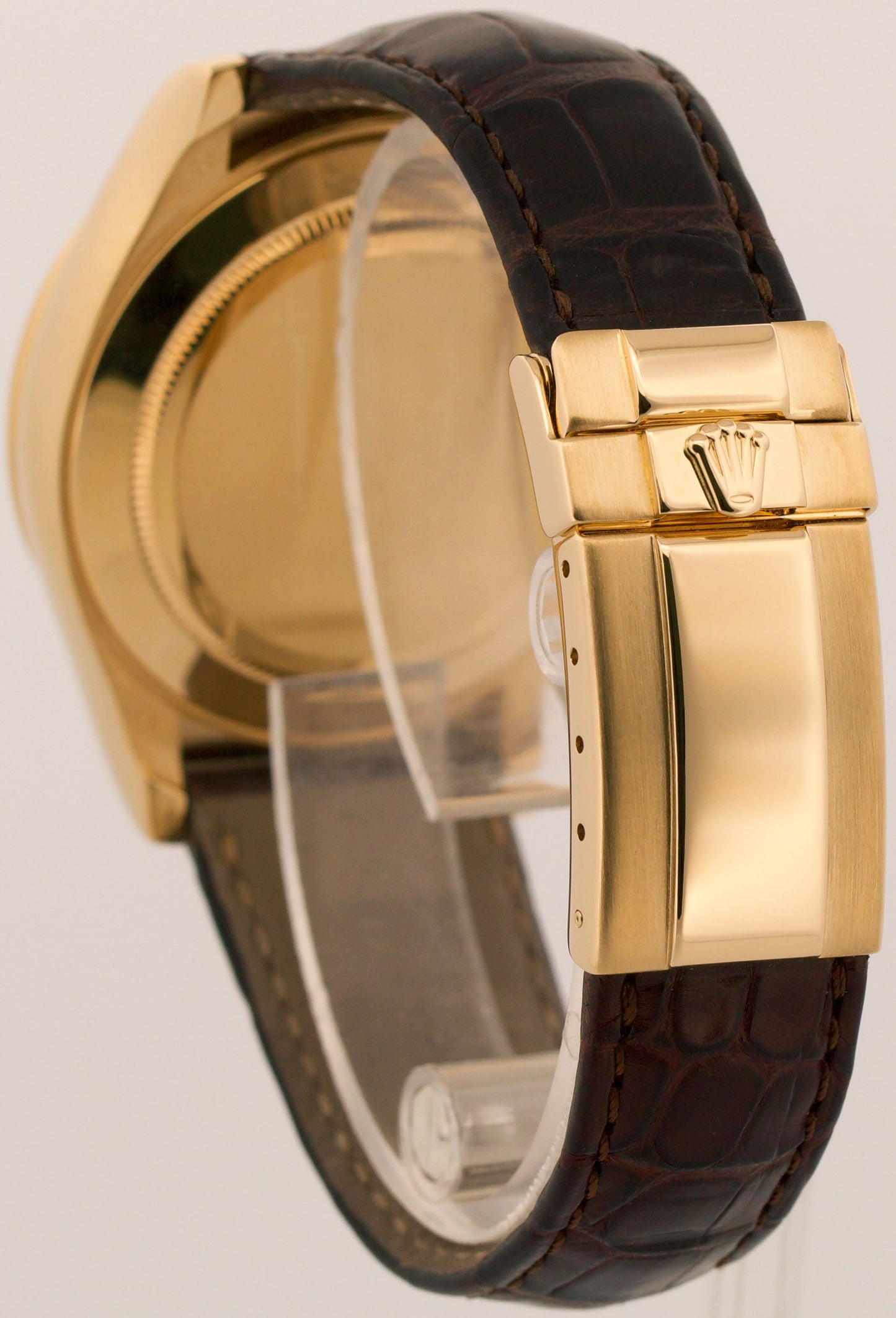Rolex Daytona Cosmograph IVORY PANDA 18K Yellow Gold Brown Leather 116518 Watch