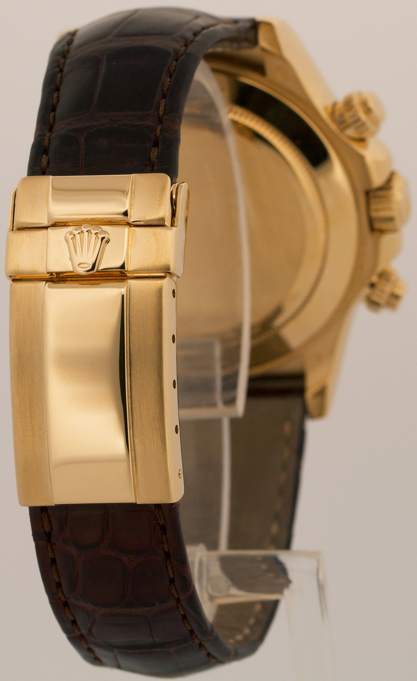 Rolex Daytona Cosmograph IVORY PANDA 18K Yellow Gold Brown Leather 116518 Watch