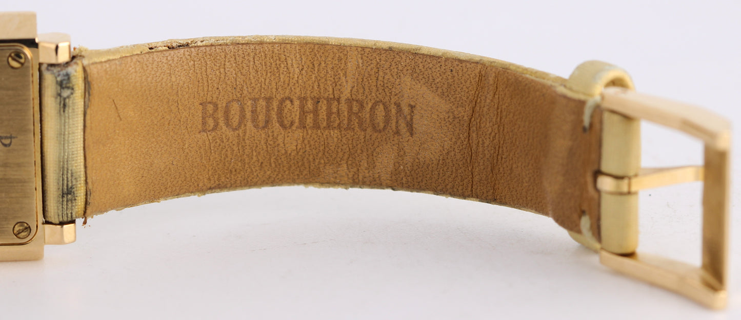 Boucheron Carree PAPERS 18k Gold YELLOW DIAMOND Mother of Pearl AJ410452 BOX