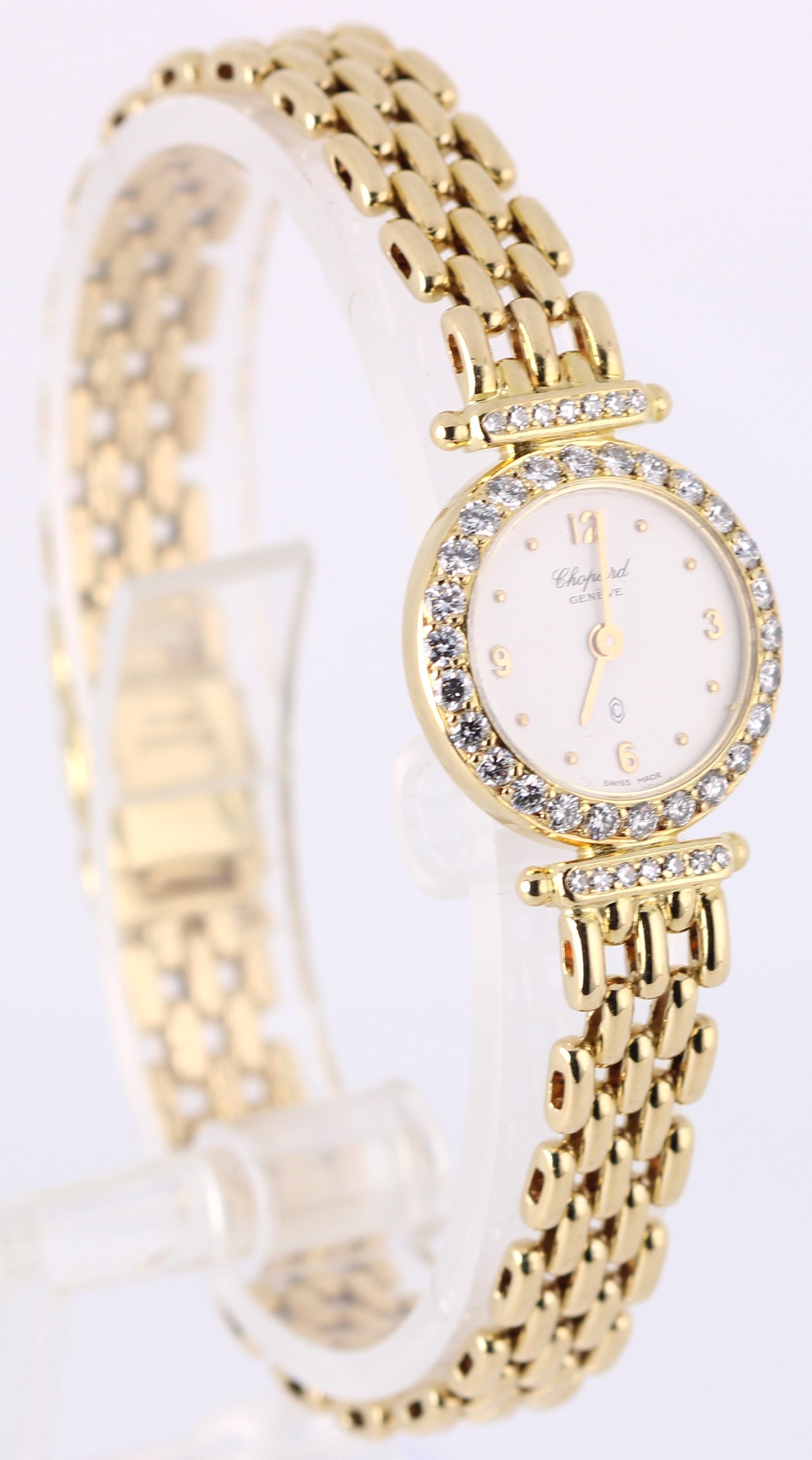 VINTAGE 1987 PAPERS Chopard 18k Yellow Gold DIAMOND White 18mm 828 Quartz Watch