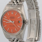 Rolex DateJust 36mm ORANGE Stainless Steel 18K White Gold JUBILEE Fluted 16014