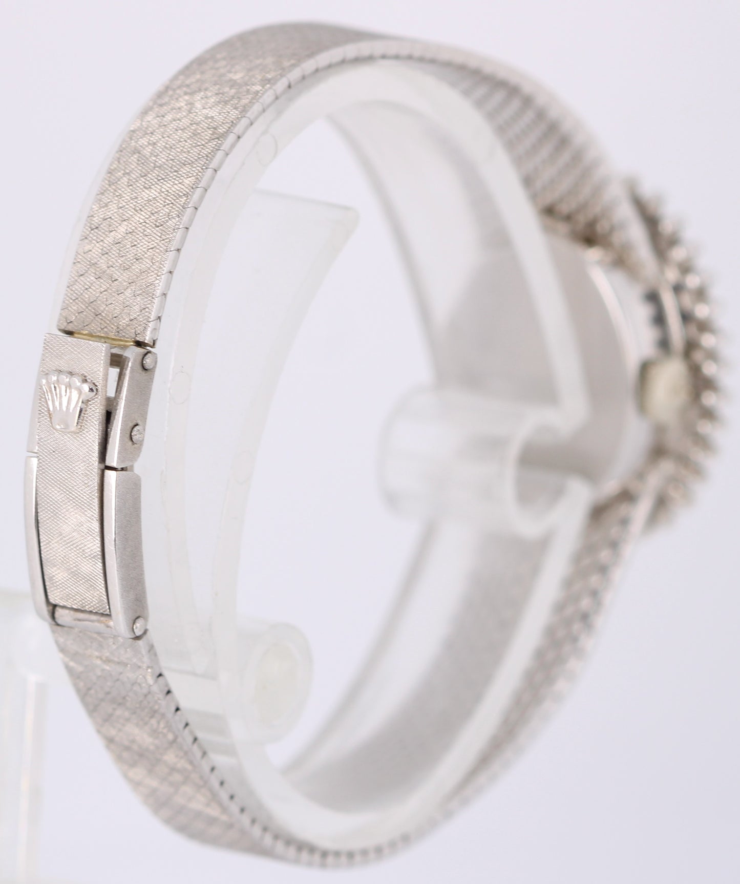 VINTAGE 1971 PAPERS Rolex 14k White Gold DIAMOND Silver 21mmX26mm 8330 Watch