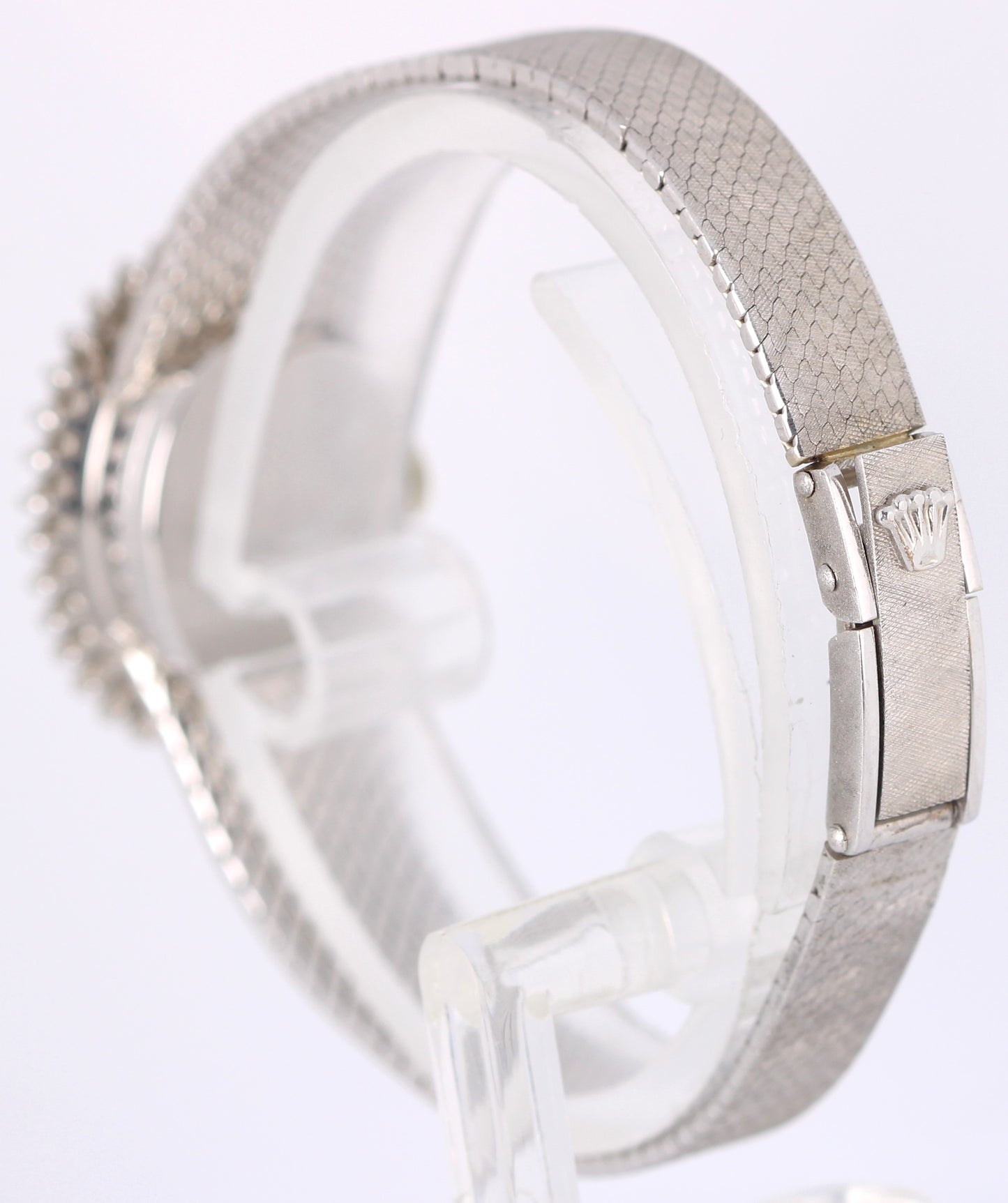 VINTAGE 1971 PAPERS Rolex 14k White Gold DIAMOND Silver 21mmX26mm 8330 Watch