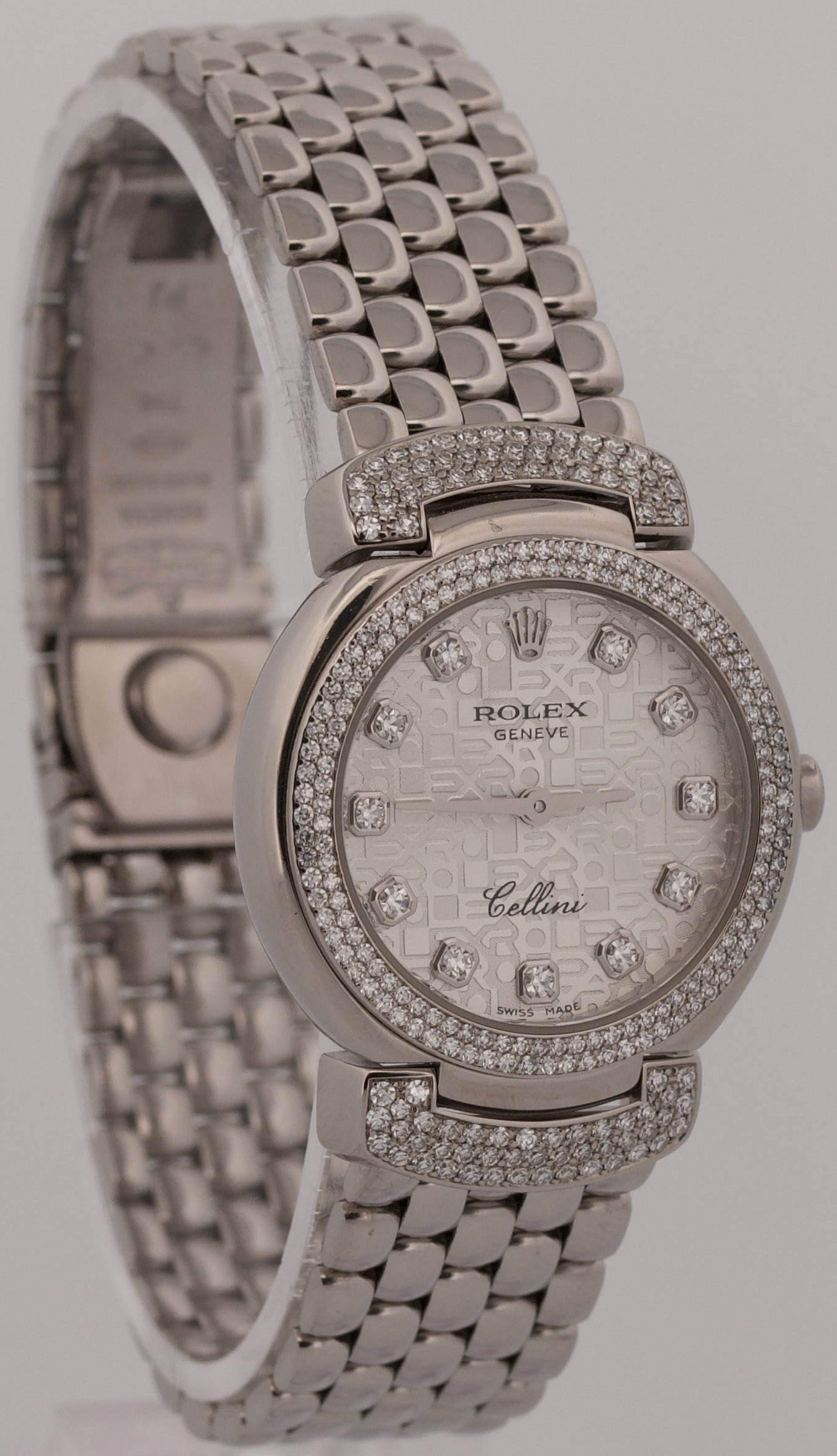PAPERS Rolex Cellini Cellissima SILVER JUBILEE DIAMOND 18K White Gold 6673/9 BOX