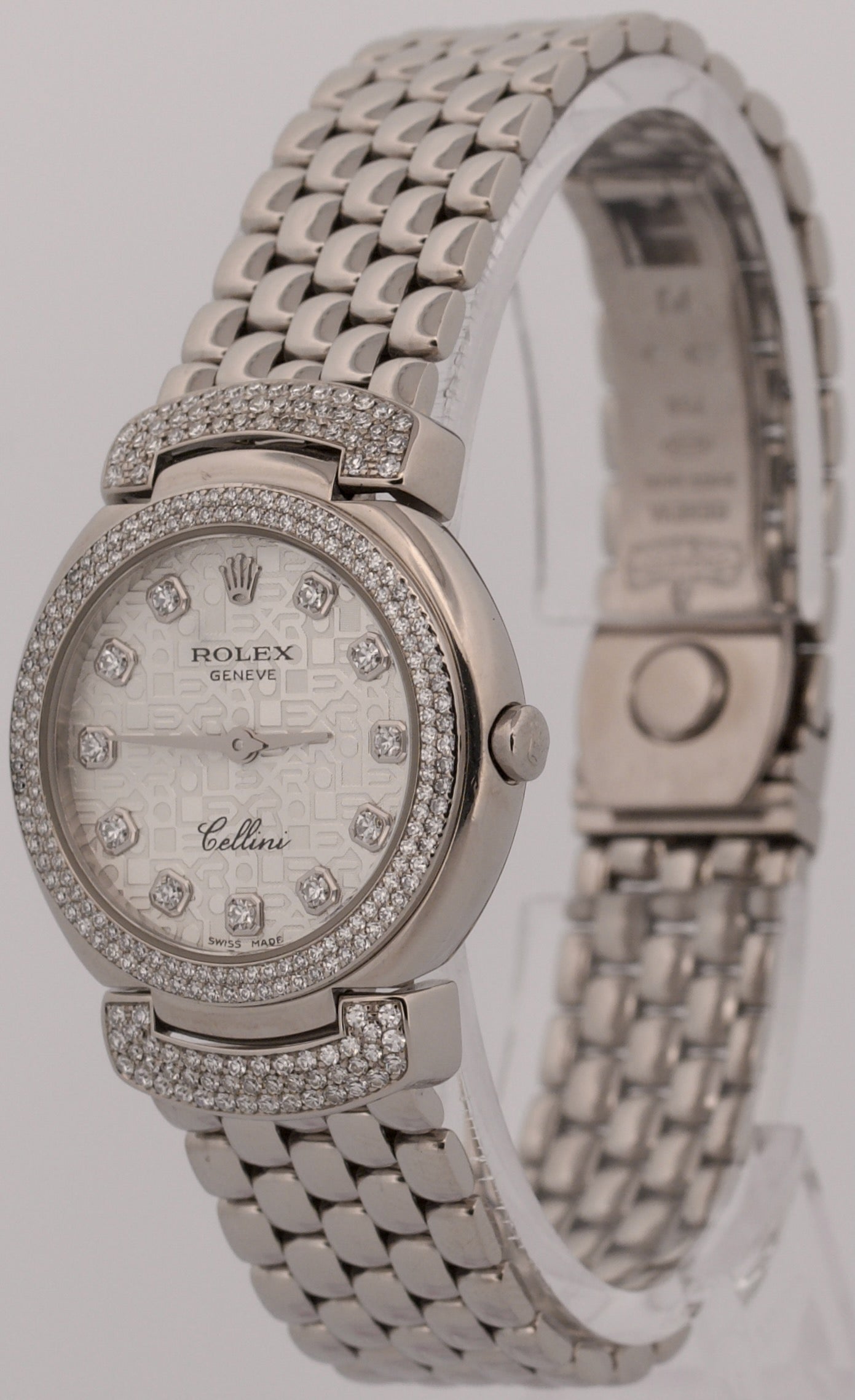 PAPERS Rolex Cellini Cellissima SILVER JUBILEE DIAMOND 18K White Gold 6673/9 BOX
