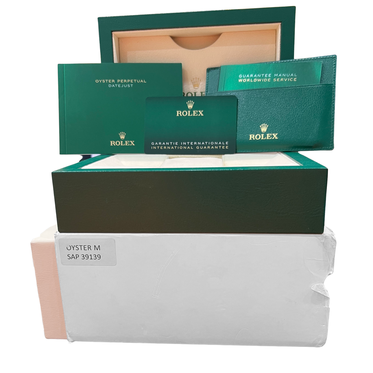 2022 PAPERS Rolex DateJust CHAMPAGNE PALM MOTIF Two-Tone 36mm 126233 Watch BOX
