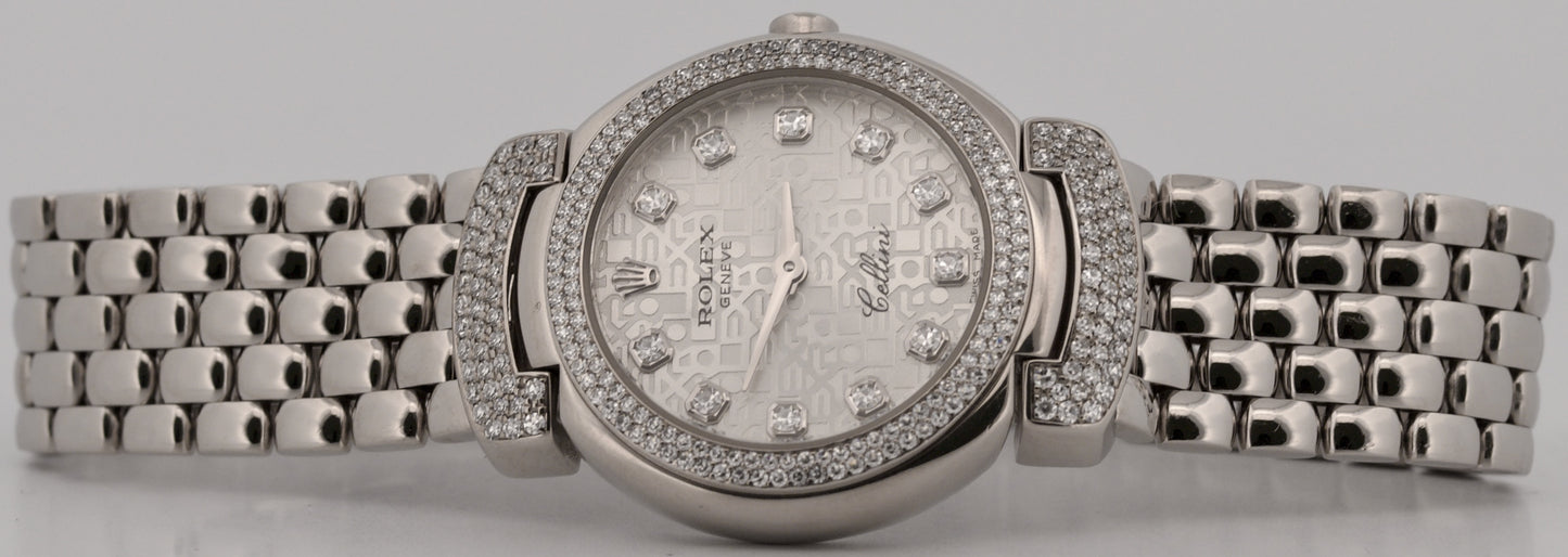 PAPERS Rolex Cellini Cellissima SILVER JUBILEE DIAMOND 18K White Gold 6673/9 BOX