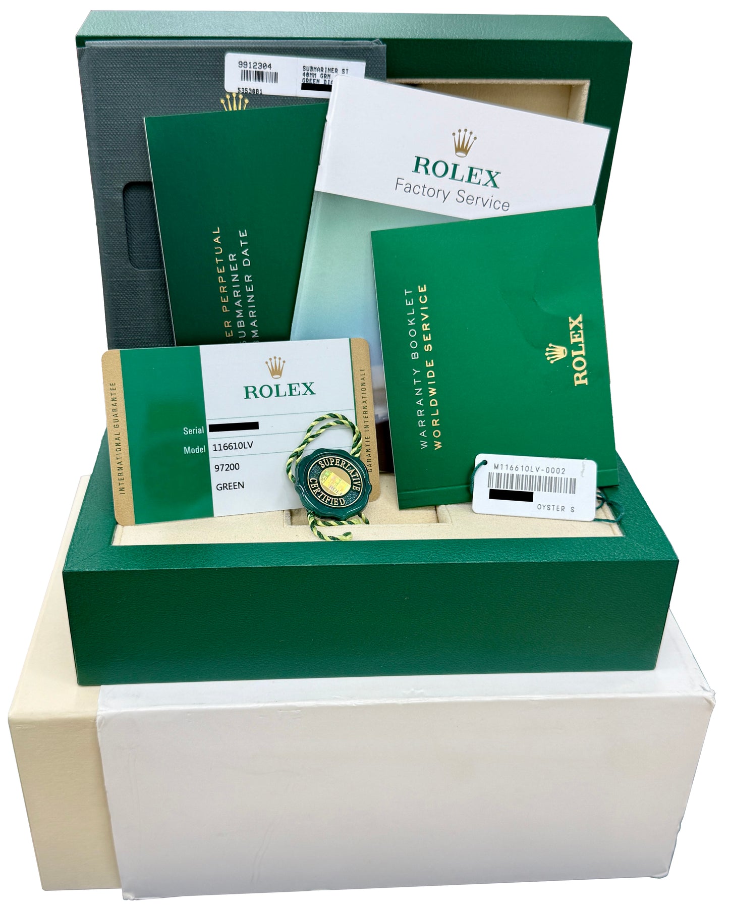 PAPERS Rolex Submariner HULK Ceramic Stainless Green 40mm 116610 LV Watch BOX