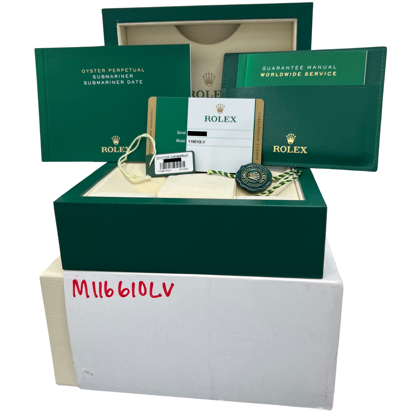 2015 PAPERS Rolex Submariner Date HULK GREEN Steel 40mm 116610 LV Watch BOX