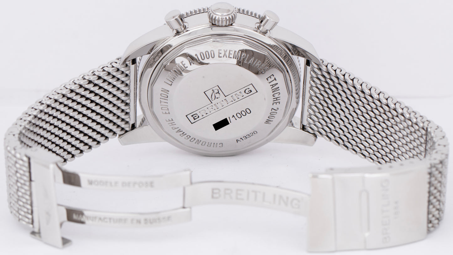 MINT Breitling Superocean Heritage Chronograph Blue Black 46mm A13320 Watch B+P