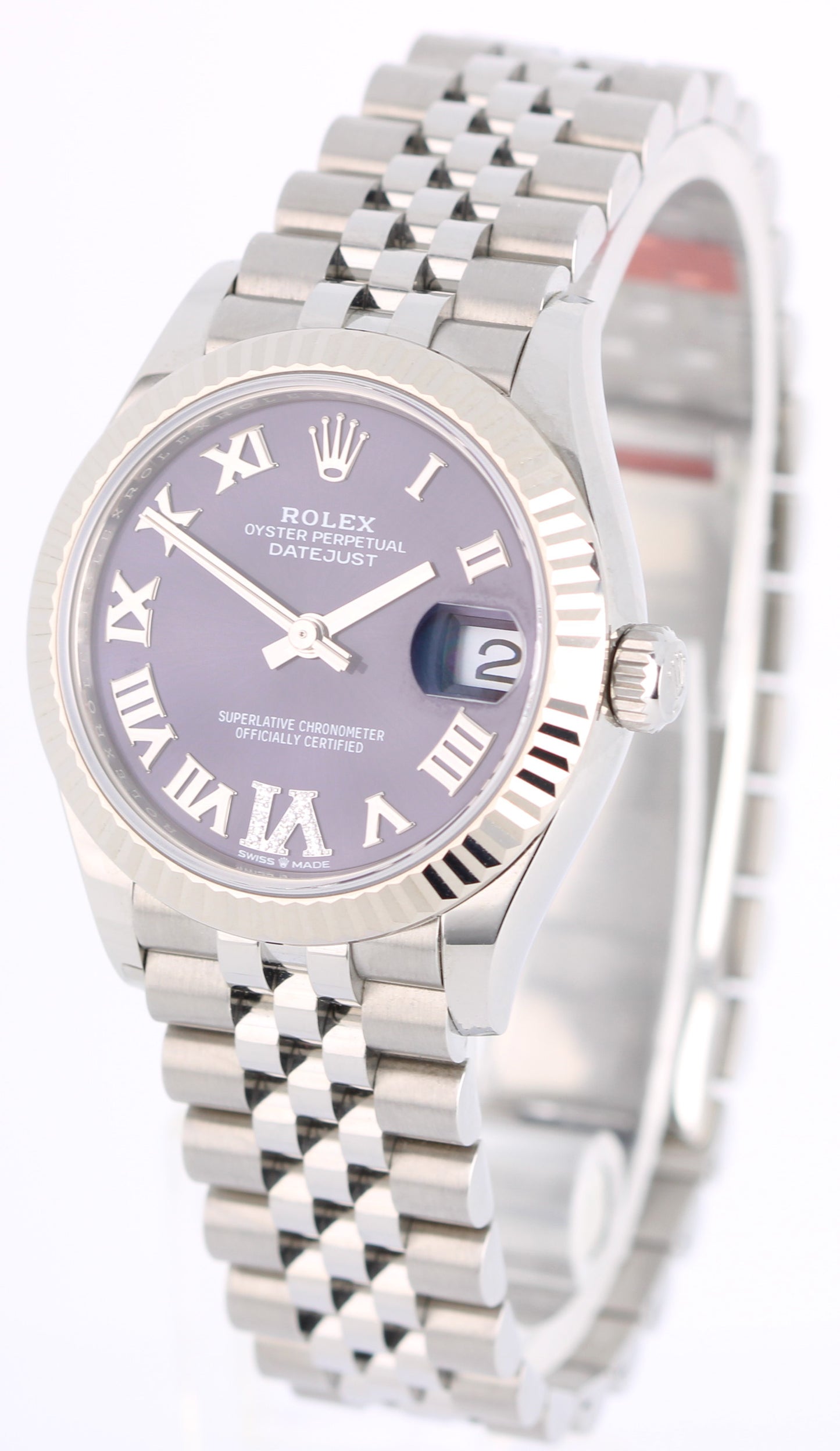 OCT. 2023 PAPERS Rolex Datejust Steel Aubergine DIAMOND 31mm 278274 Watch BOX