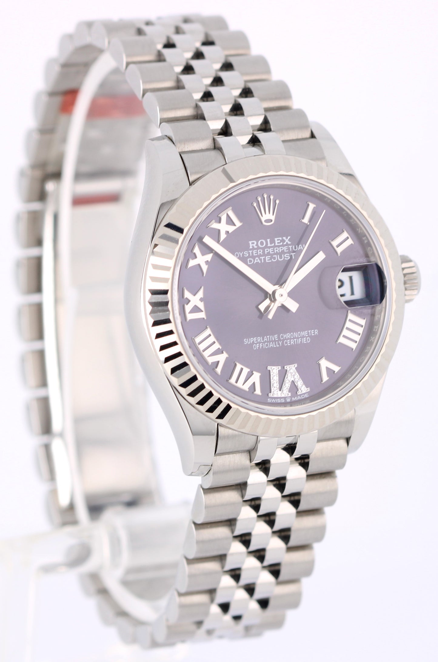 OCT. 2023 PAPERS Rolex Datejust Steel Aubergine DIAMOND 31mm 278274 Watch BOX