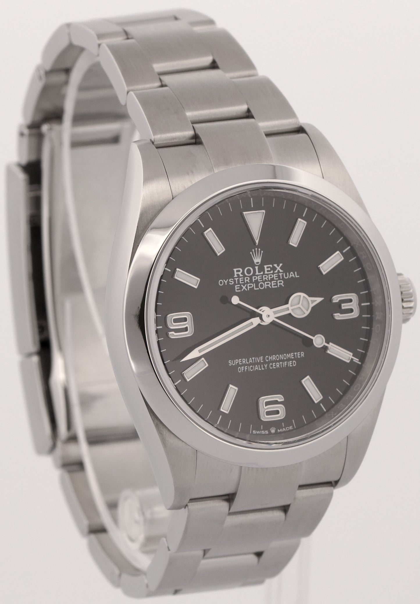 2023 PAPERS Rolex Explorer I BLACK 36mm Stainless Steel 3-6-9 Watch 124270 BOX
