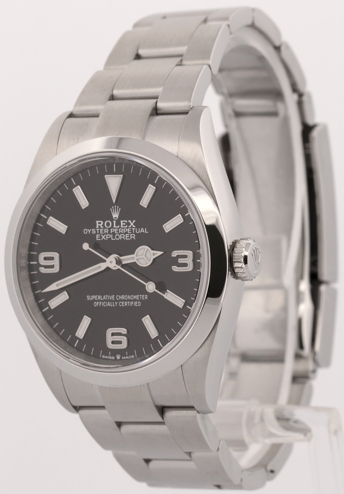 2023 PAPERS Rolex Explorer I BLACK 36mm Stainless Steel 3-6-9 Watch 124270 BOX
