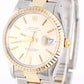 VINTAGE Rolex Oyster Perpetual DATE Two-Tone Gold Steel Silver 34mm 15053 Watch