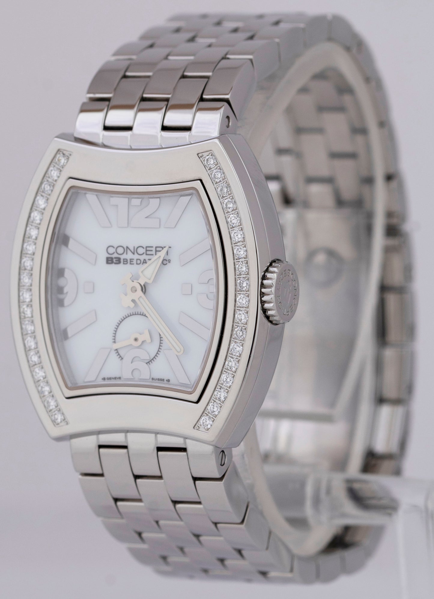 Ladies Bedat & Co Concept DIAMOND Stainless PAPERS White 30mm Watch CB03 B+P