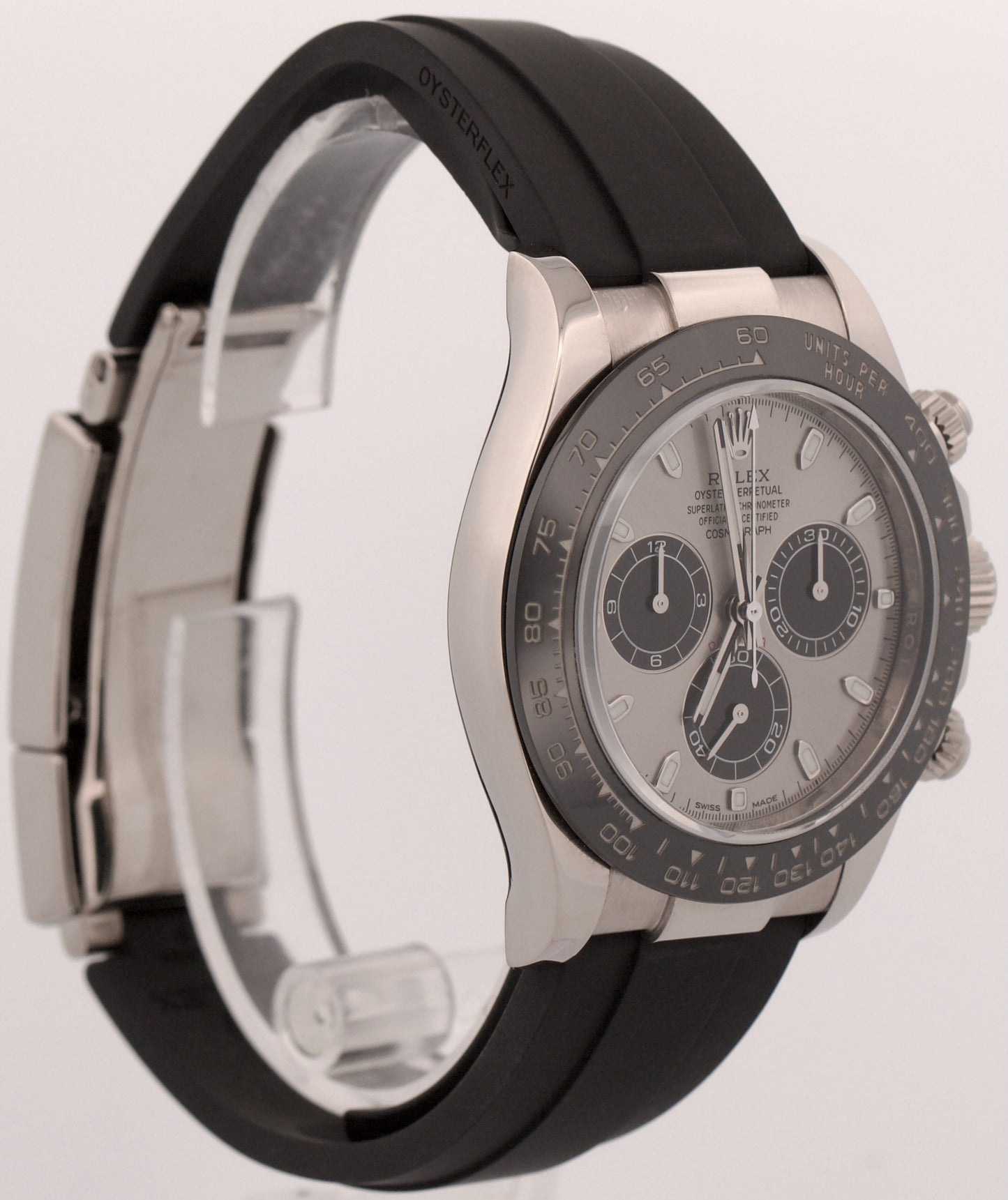 2018 PAPERS Rolex Daytona SILVER GHOST 18K Gold Oysterflex 40mm 116519 LN BOX