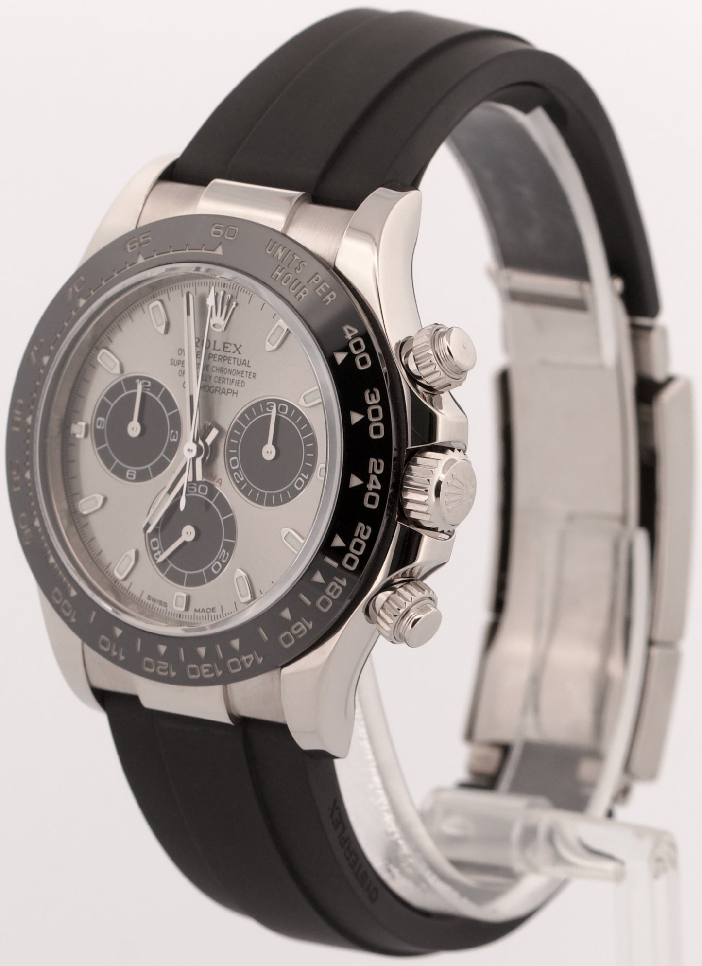 2018 PAPERS Rolex Daytona SILVER GHOST 18K Gold Oysterflex 40mm 116519 LN BOX