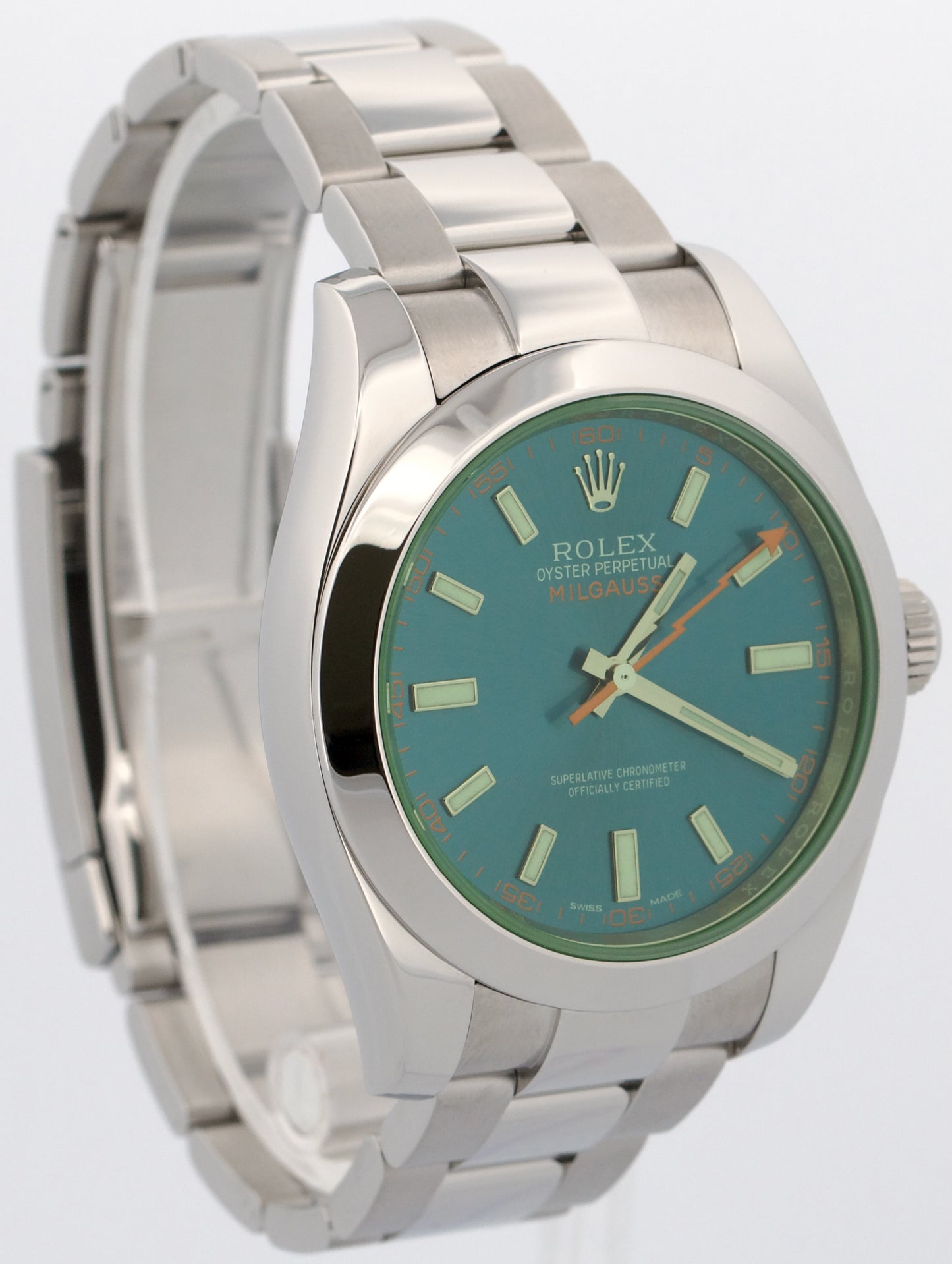 2017 PAPERS Rolex Milgauss BLUE 40mm Z-Blue Green 116400 GV Stainless Watch BOX