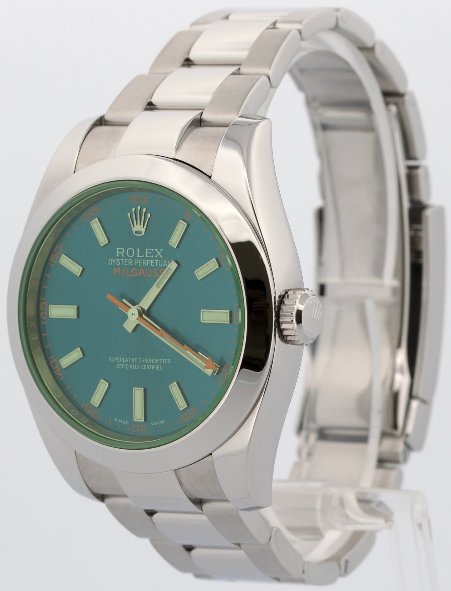 2017 PAPERS Rolex Milgauss BLUE 40mm Z-Blue Green 116400 GV Stainless Watch BOX