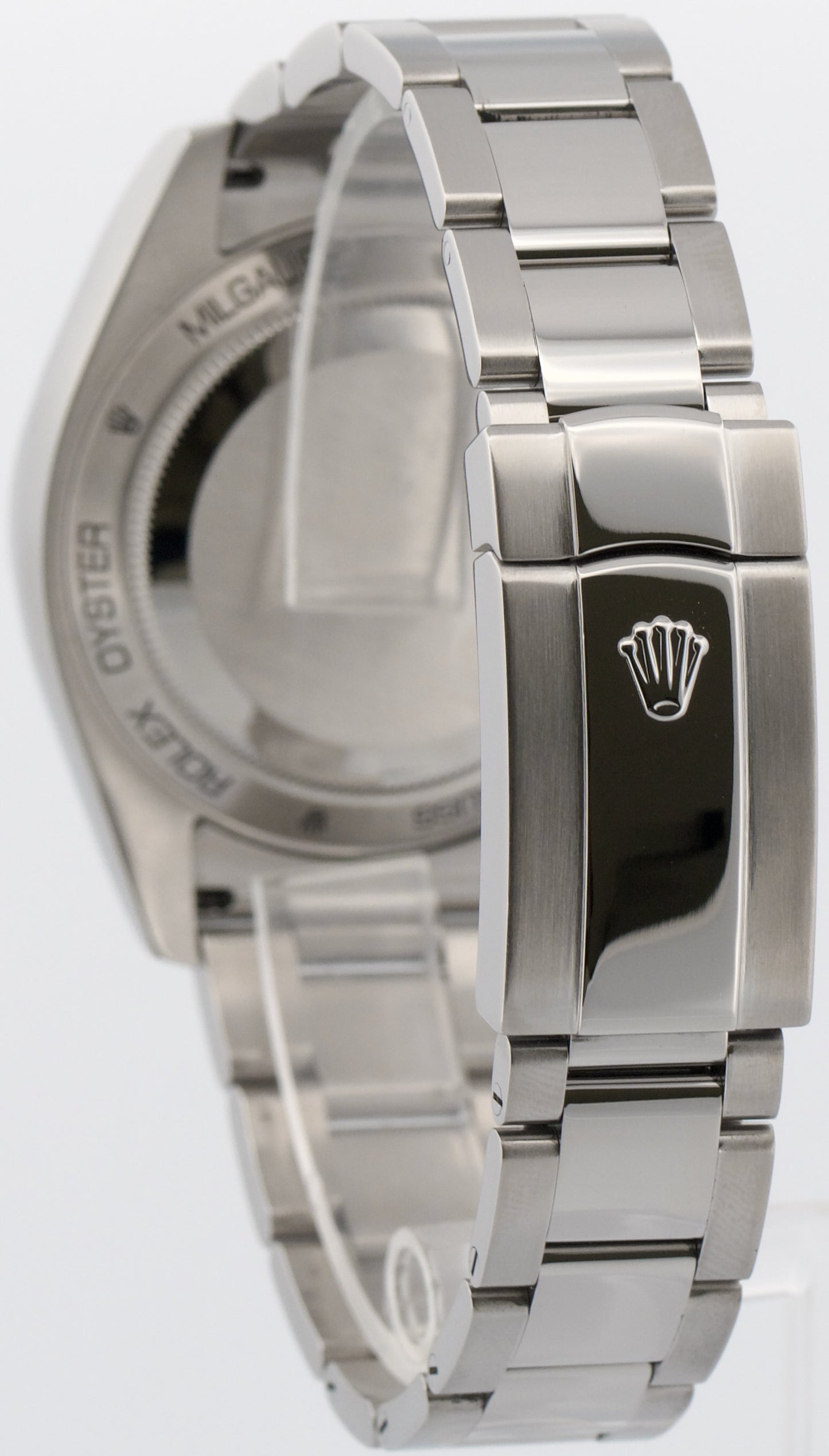 Rolex Milgauss BLACK Orange Steel Green Crystal 40mm Smooth Oyster 116400 GV