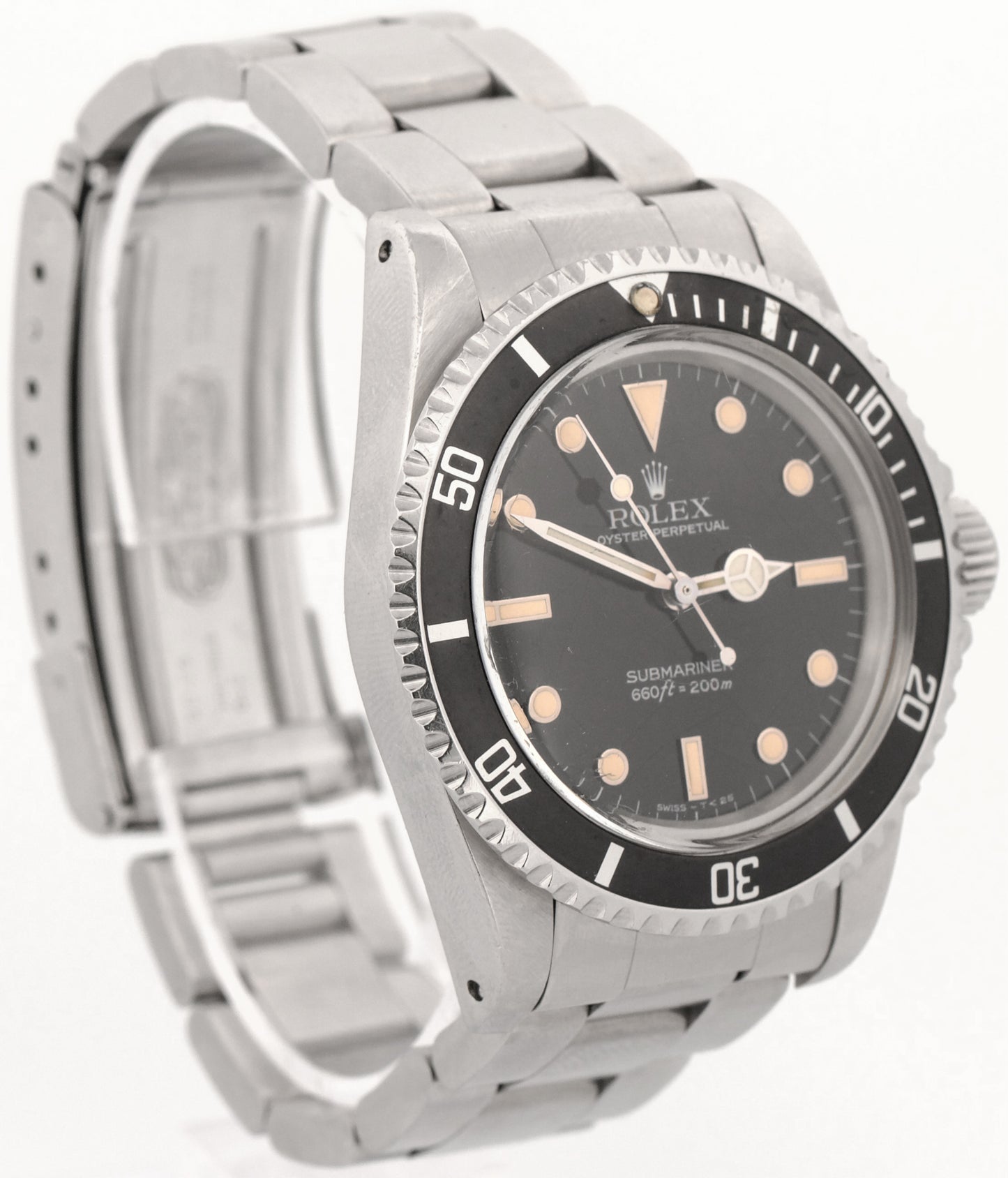 VINTAGE 1986 Rolex Submariner No-Date Black SPIDER DIAL 40mm Steel 5513 Watch