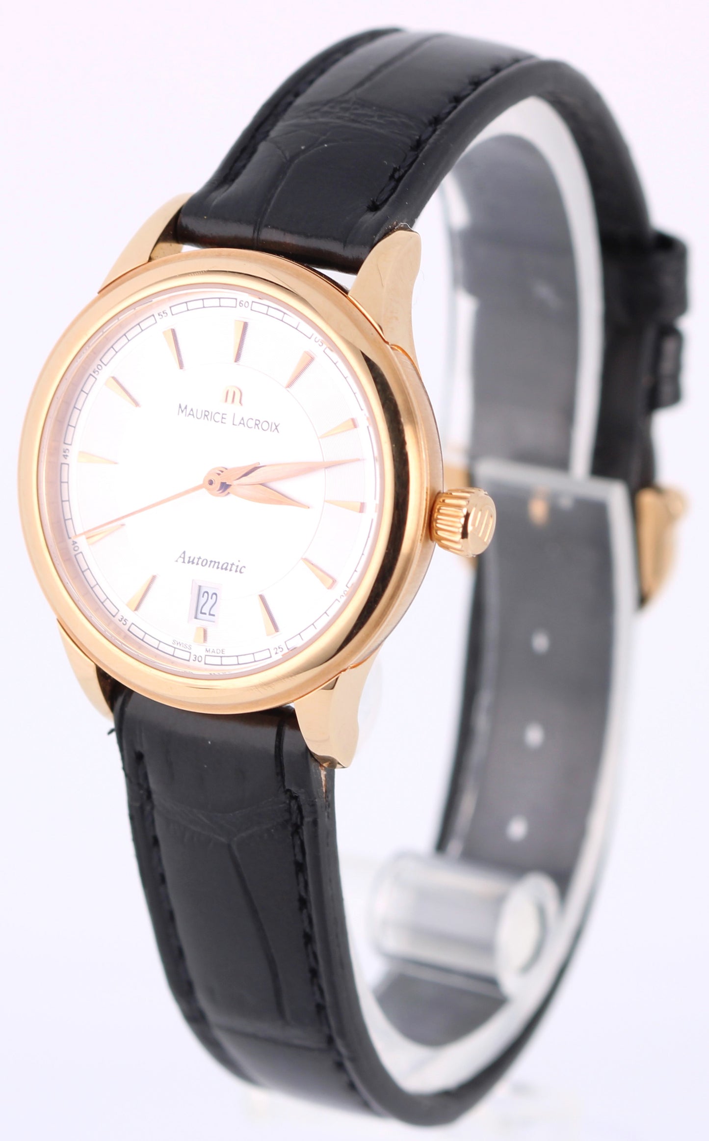 Maurice Lacroix Les Classiques 18k Rose Gold Silver 28mm LC6003 Watch BOX