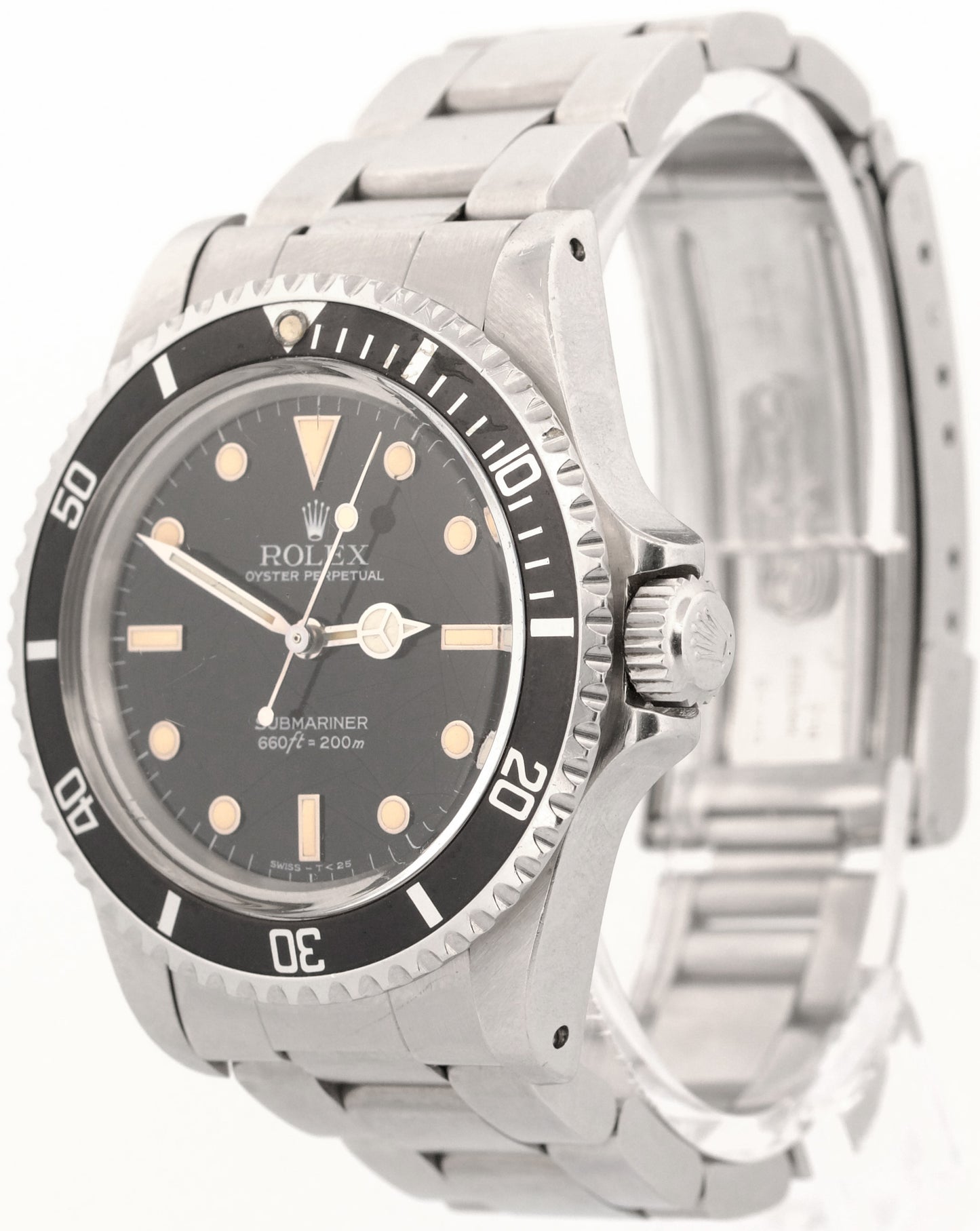 VINTAGE 1986 Rolex Submariner No-Date Black SPIDER DIAL 40mm Steel 5513 Watch