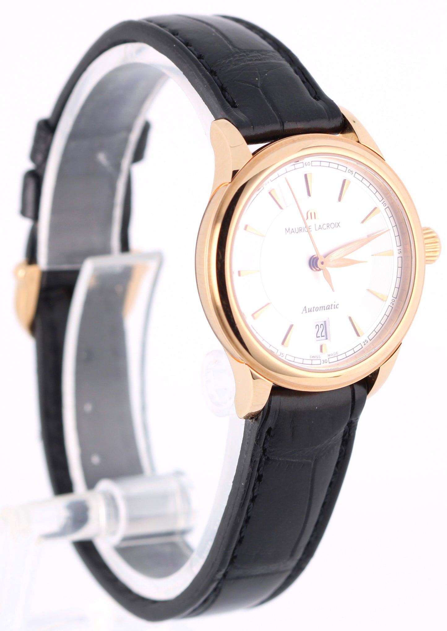 Maurice Lacroix Les Classiques 18k Rose Gold Silver 28mm LC6003 Watch BOX