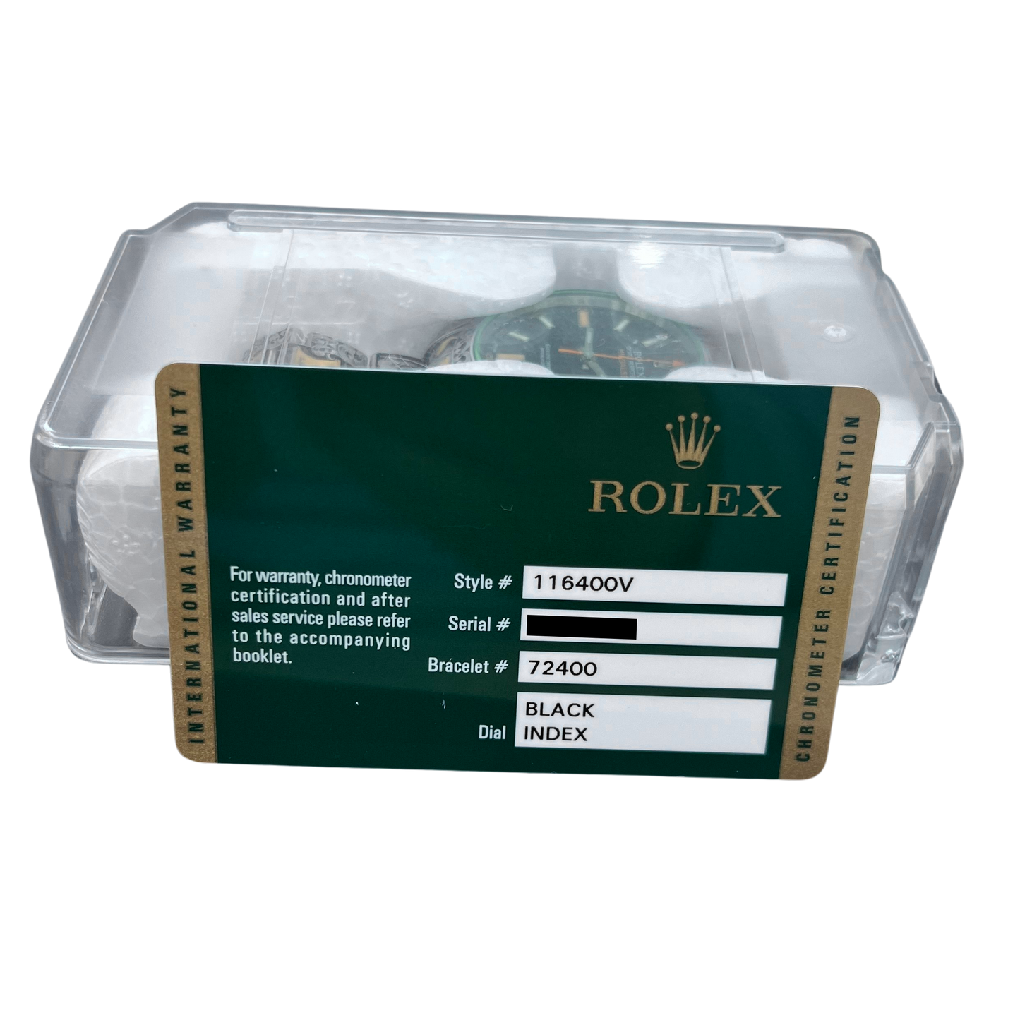 2009 Rolex Rolex Milgauss 116400 GV Jeff Parke Engraved 40mm Watch Papers