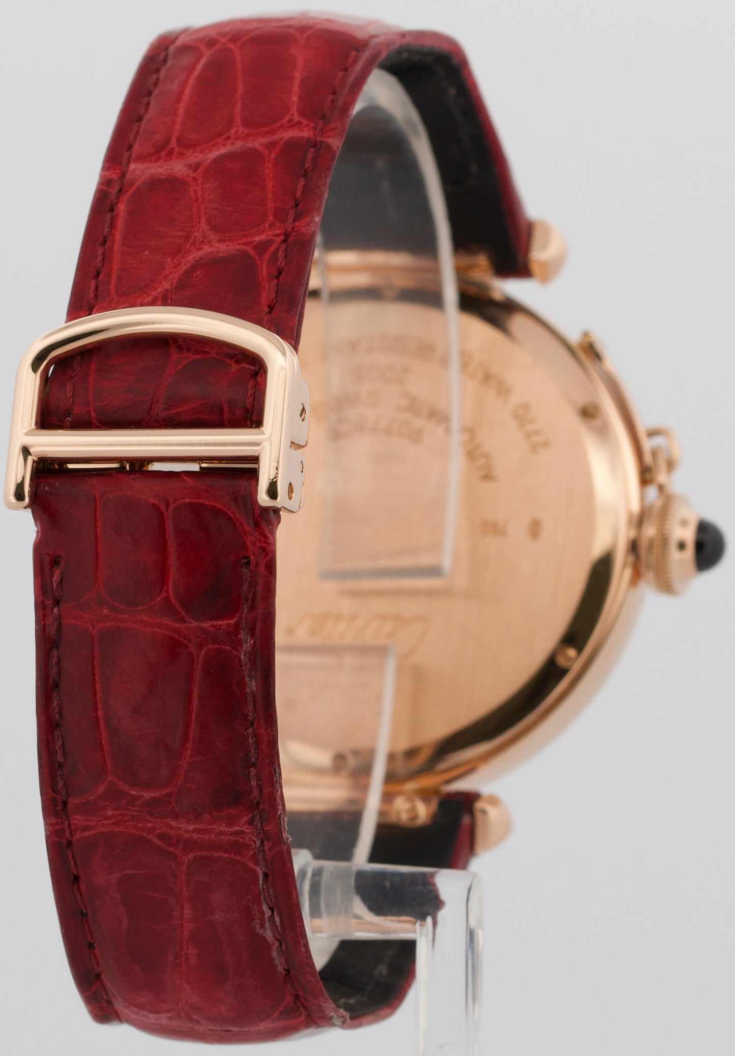 Cartier Pasha SILVER ARABIC 18K Rose Gold Leather 42mm Watch 2770 W3019051 BOX