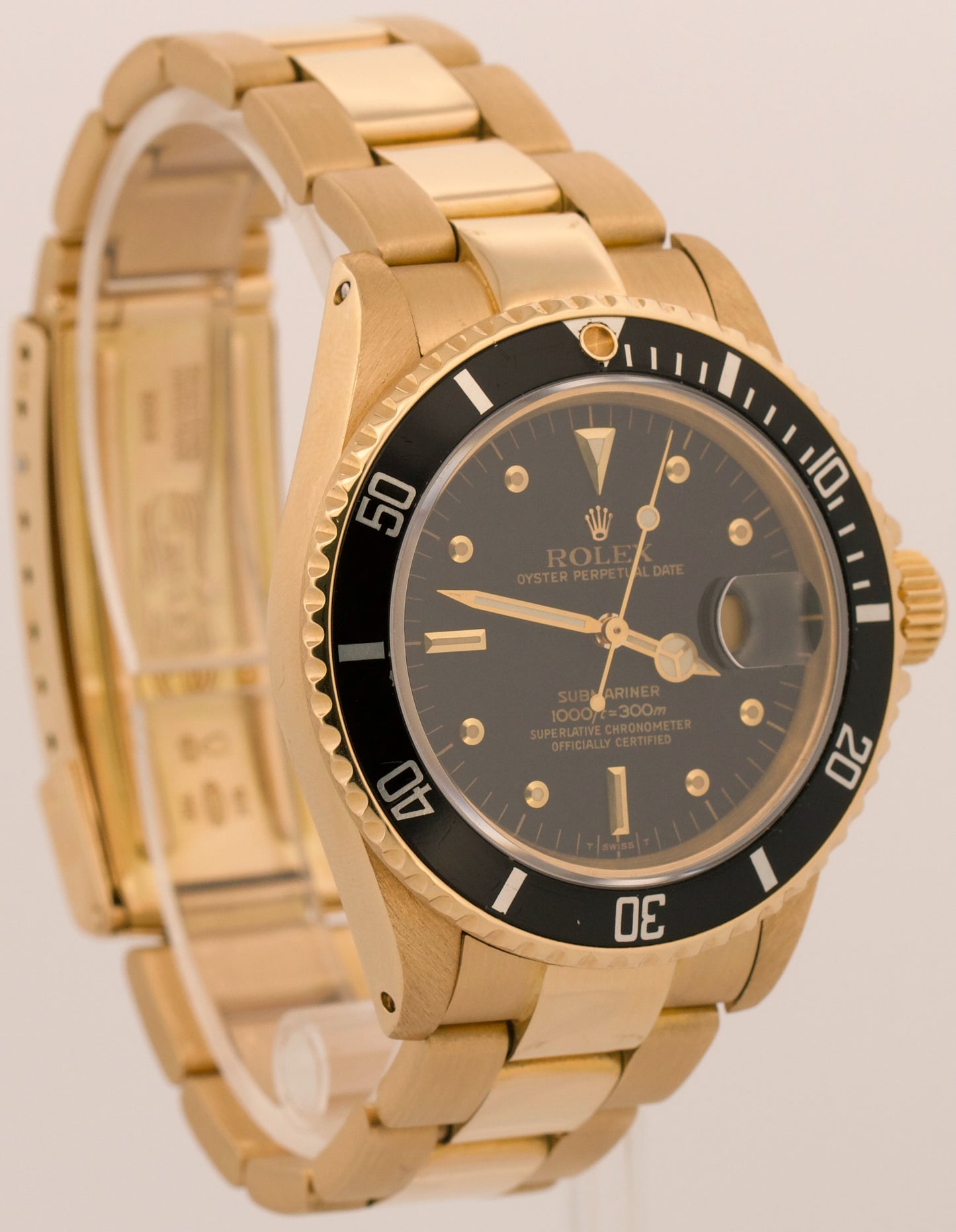 1984 Rolex Submariner Date BLACK NIPPLE 18K Yellow Gold Oyster 40mm 16808 Watch