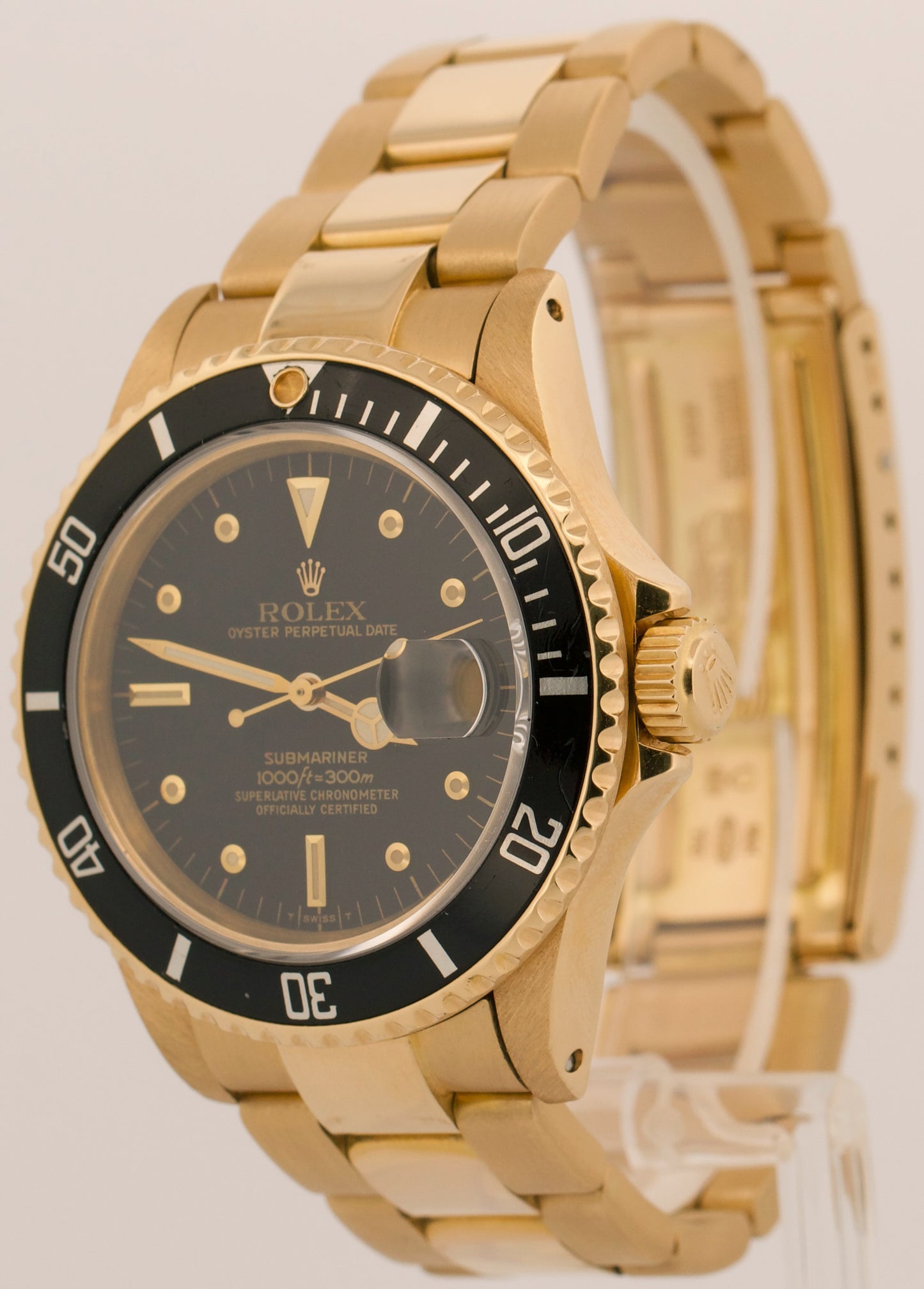1984 Rolex Submariner Date BLACK NIPPLE 18K Yellow Gold Oyster 40mm 16808 Watch