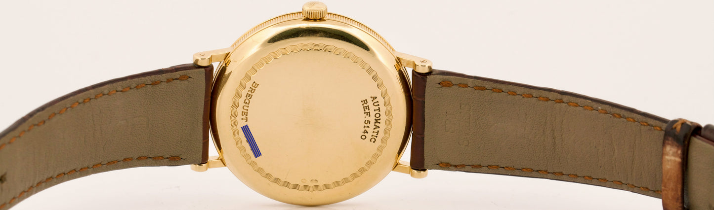 Breguet Classique Automatic WHITE 18K Yellow Gold 40mm 5140BA Leather Watch