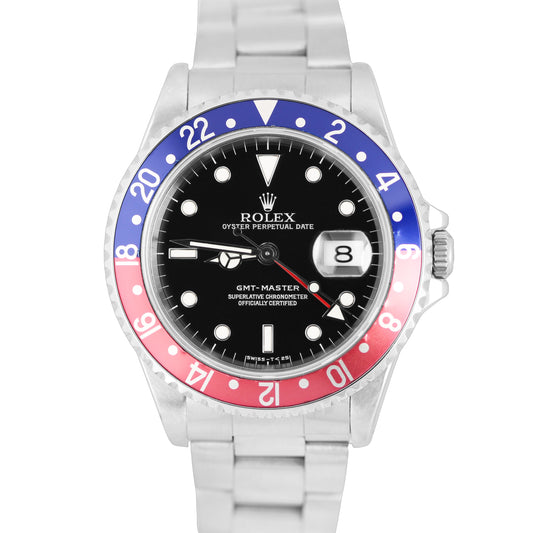 VINTAGE Rolex GMT-Master PEPSI Blue Red Stainless Steel Black 40mm 16700 Watch