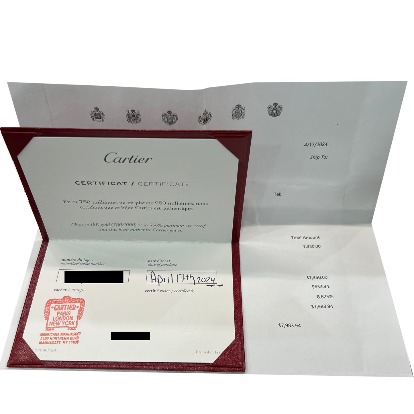 2024 Cartier Love Bracelet Size 17 18K Yellow Gold Box Papers