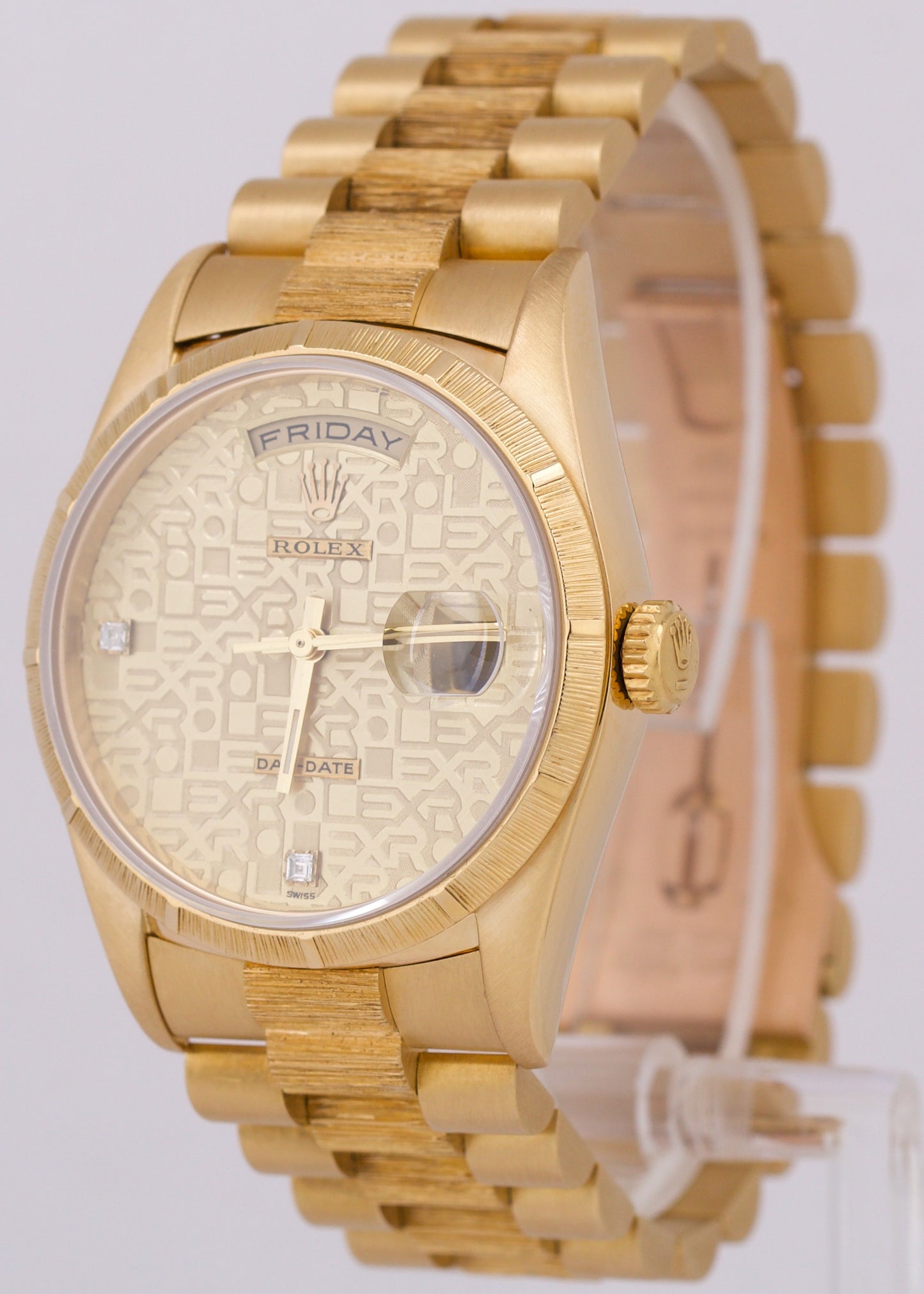 FACTORY 6-9 DIAMOND DIAL Rolex Day-Date 36 President 18K Gold Bark 18248 Watch