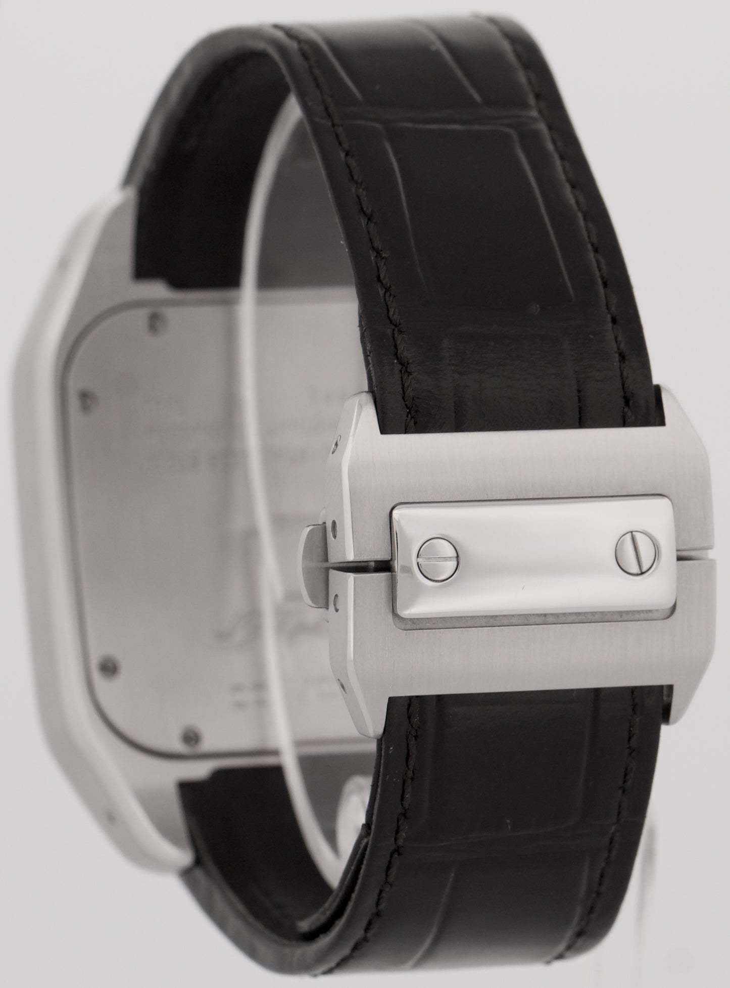 MINT Cartier Santos 100 XL PAVE DIAMOND Stainless Steel Leather 38mm 2656 Watch