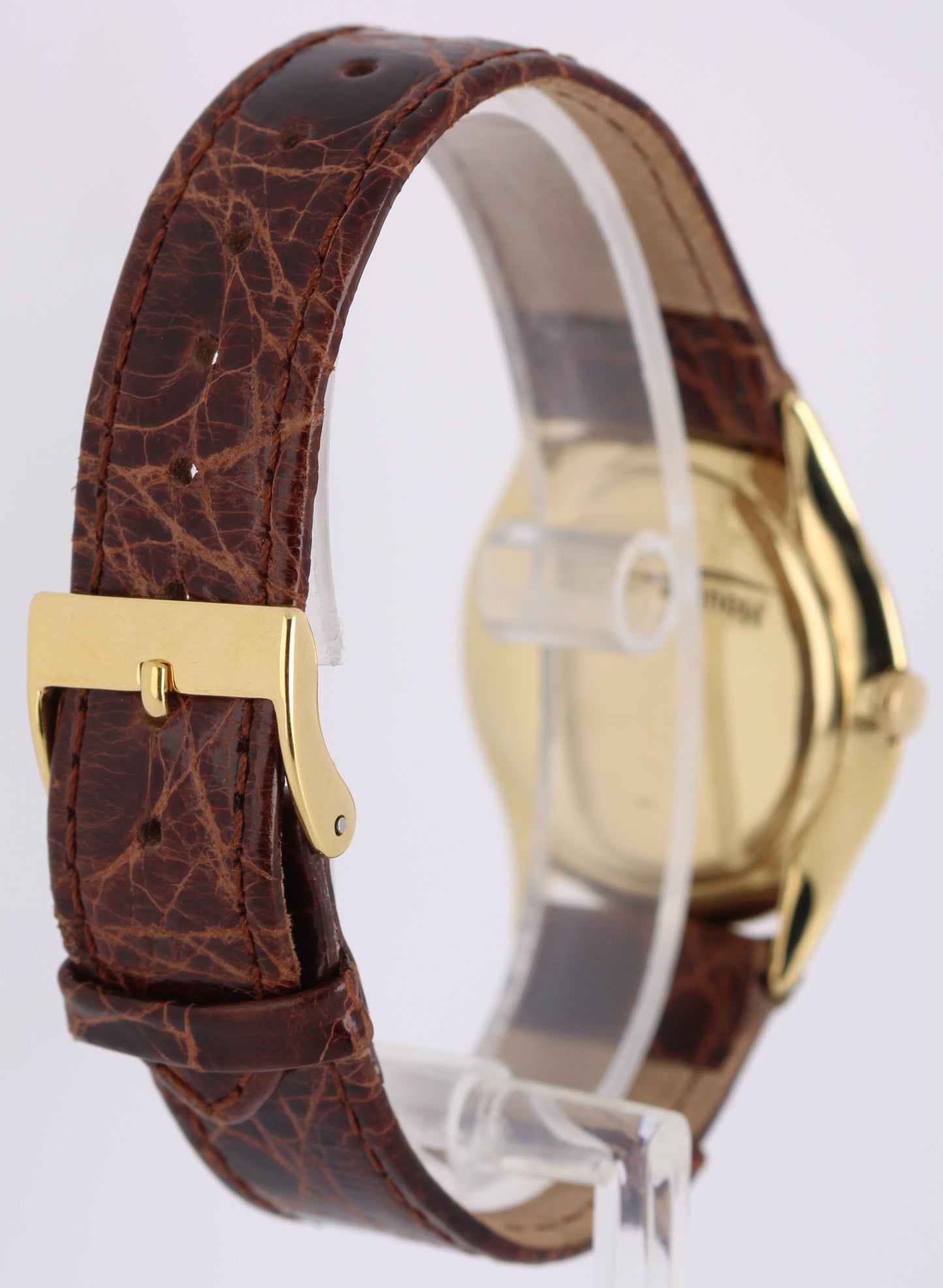 VINTAGE Patek Philippe Calatrava 18k Yellow Gold Silver 33mm 2507 Leather Watch